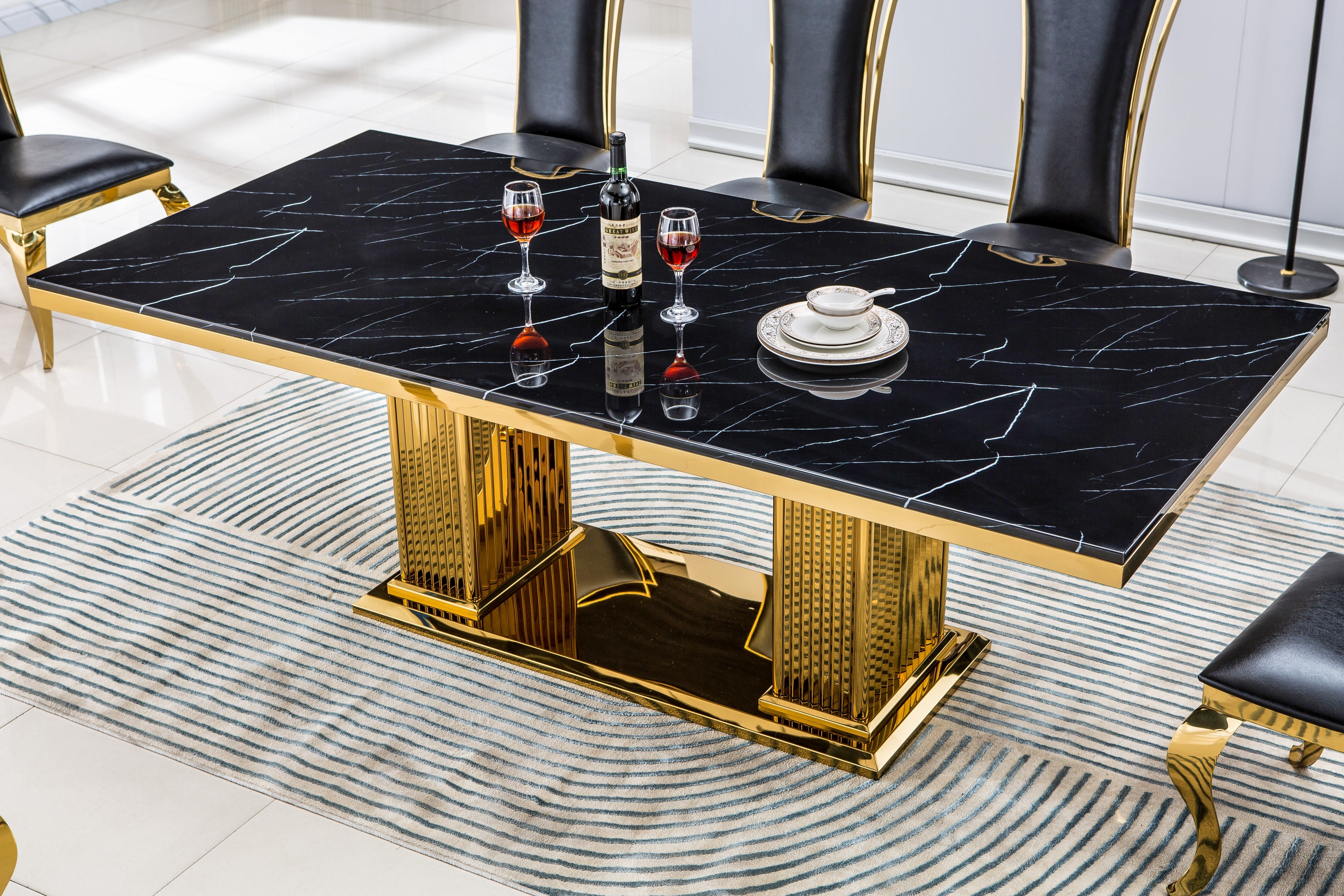 Rhealyn Dining Table Black Gold