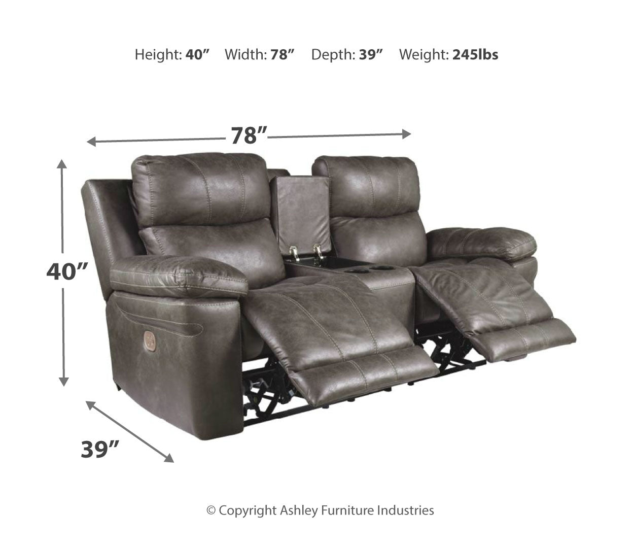 Erlangen Power Reclining Loveseat with Console