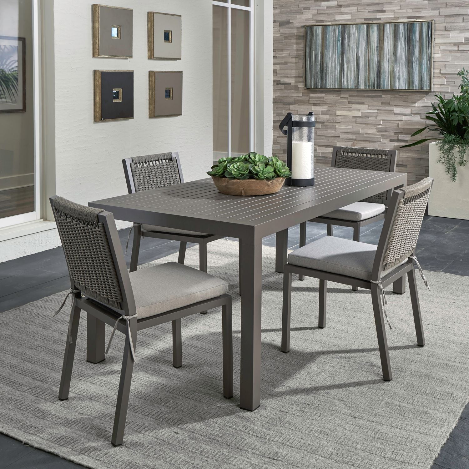 Abhishek 5 Piece Outdoor Rectangular Dining Set