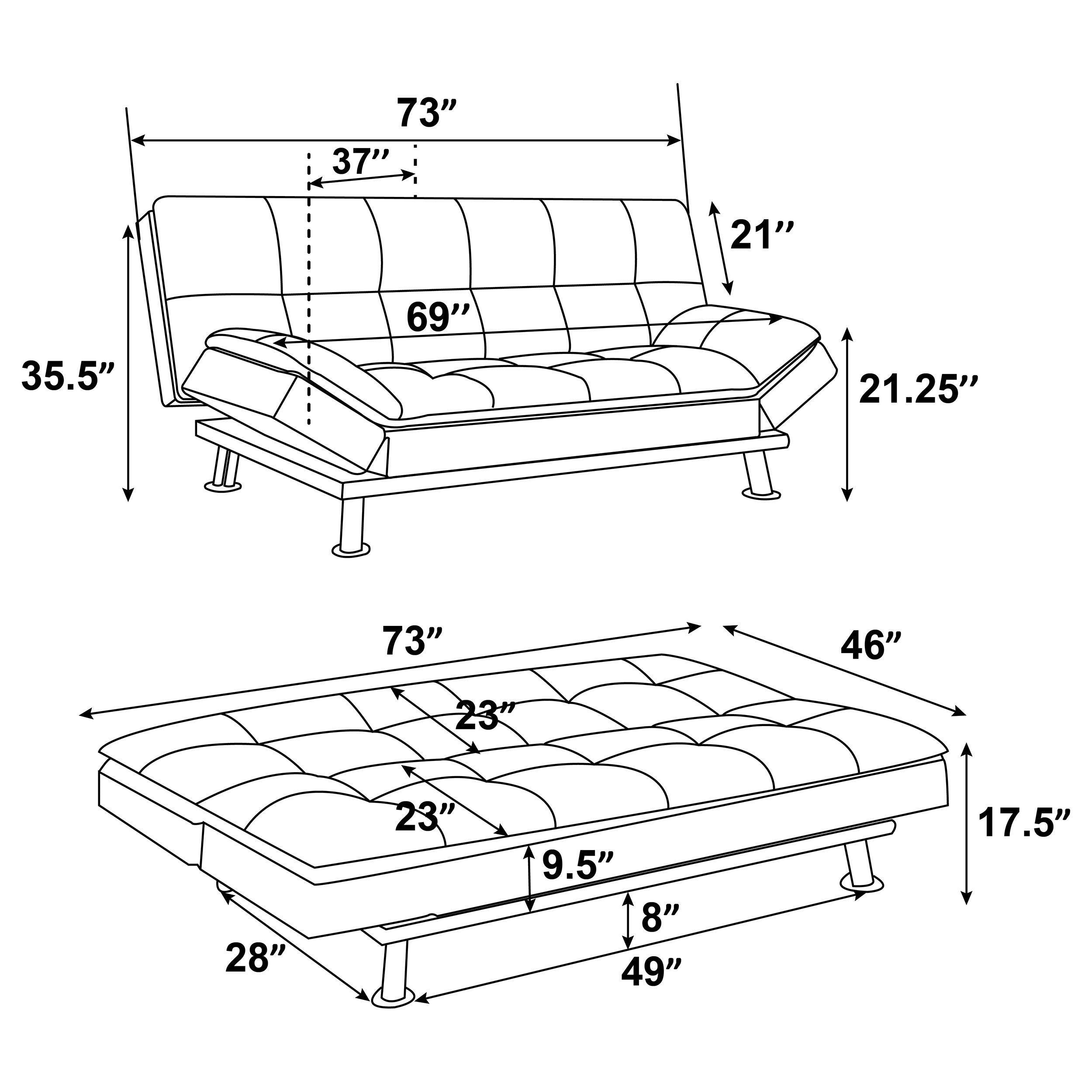 Dilleston Tufted Back Upholstered Sofa Bed Black Sofa Bed Black