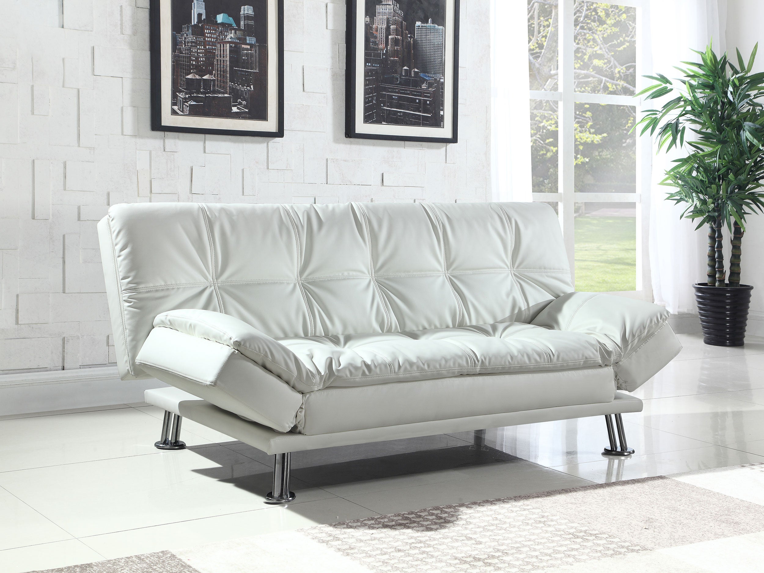 Kentlyn Tufted Back Upholstered Sofa Bed White Sofa Bed White