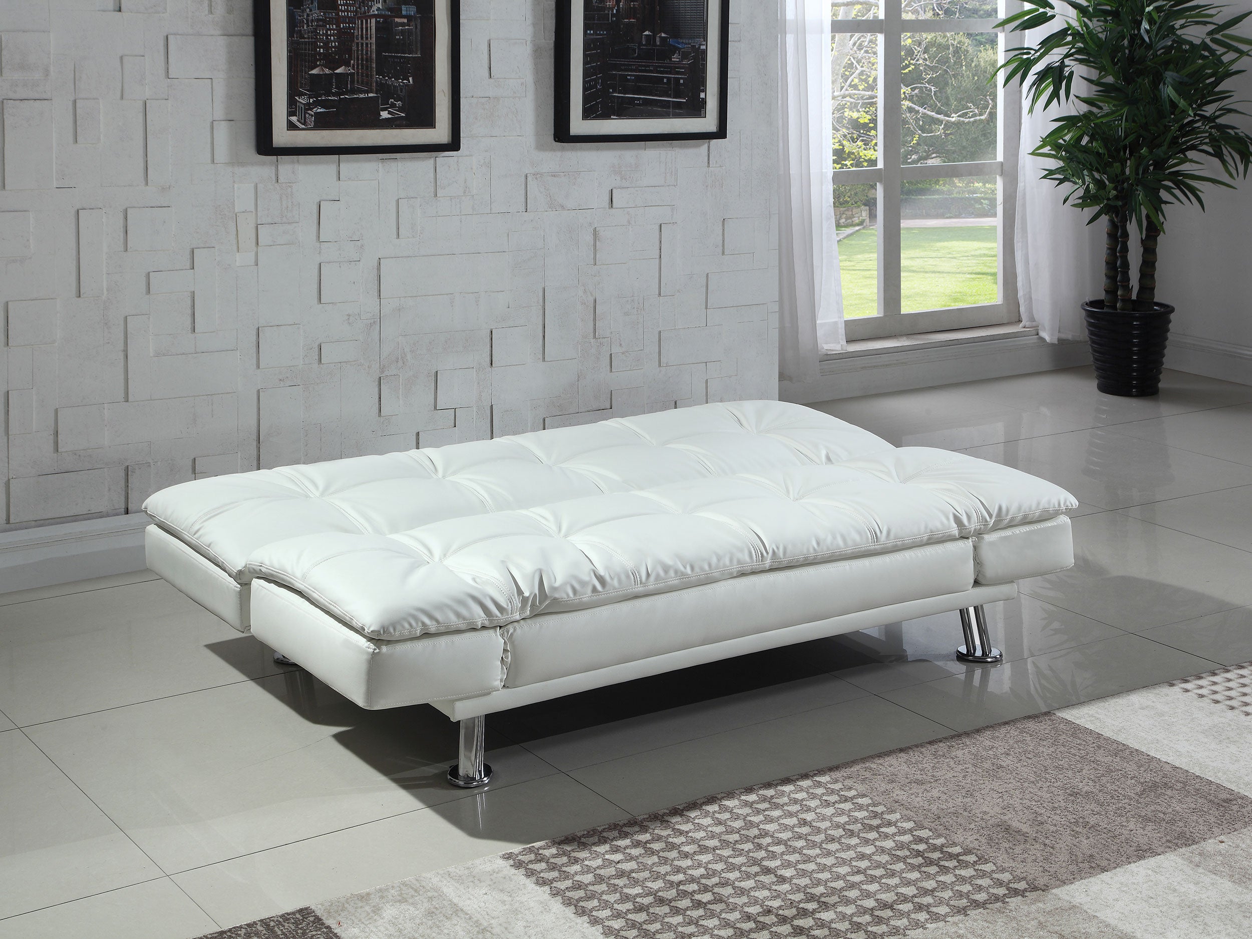 Kentlyn Tufted Back Upholstered Sofa Bed White Sofa Bed White