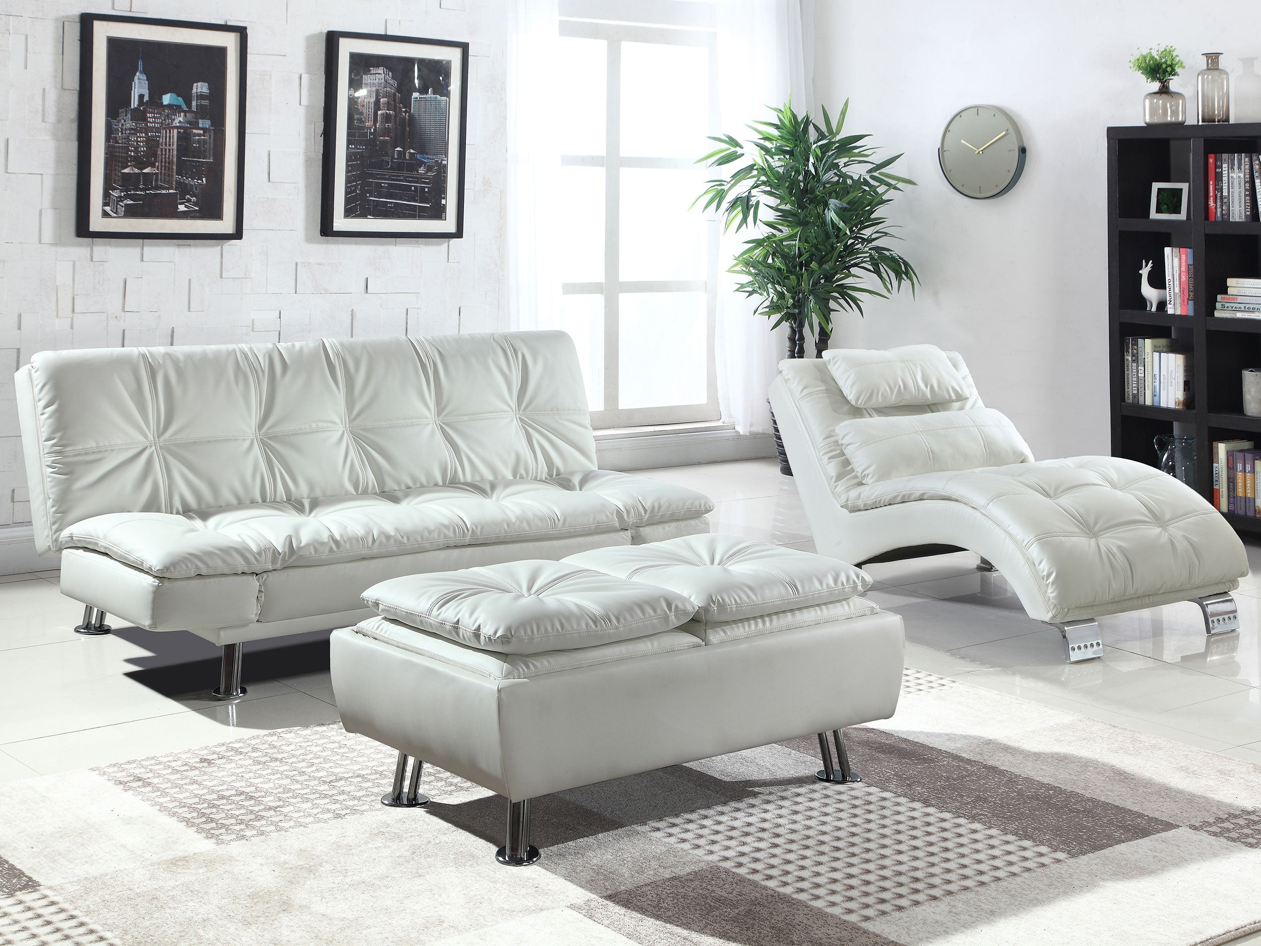 Kentlyn Tufted Back Upholstered Sofa Bed White Sofa Bed White