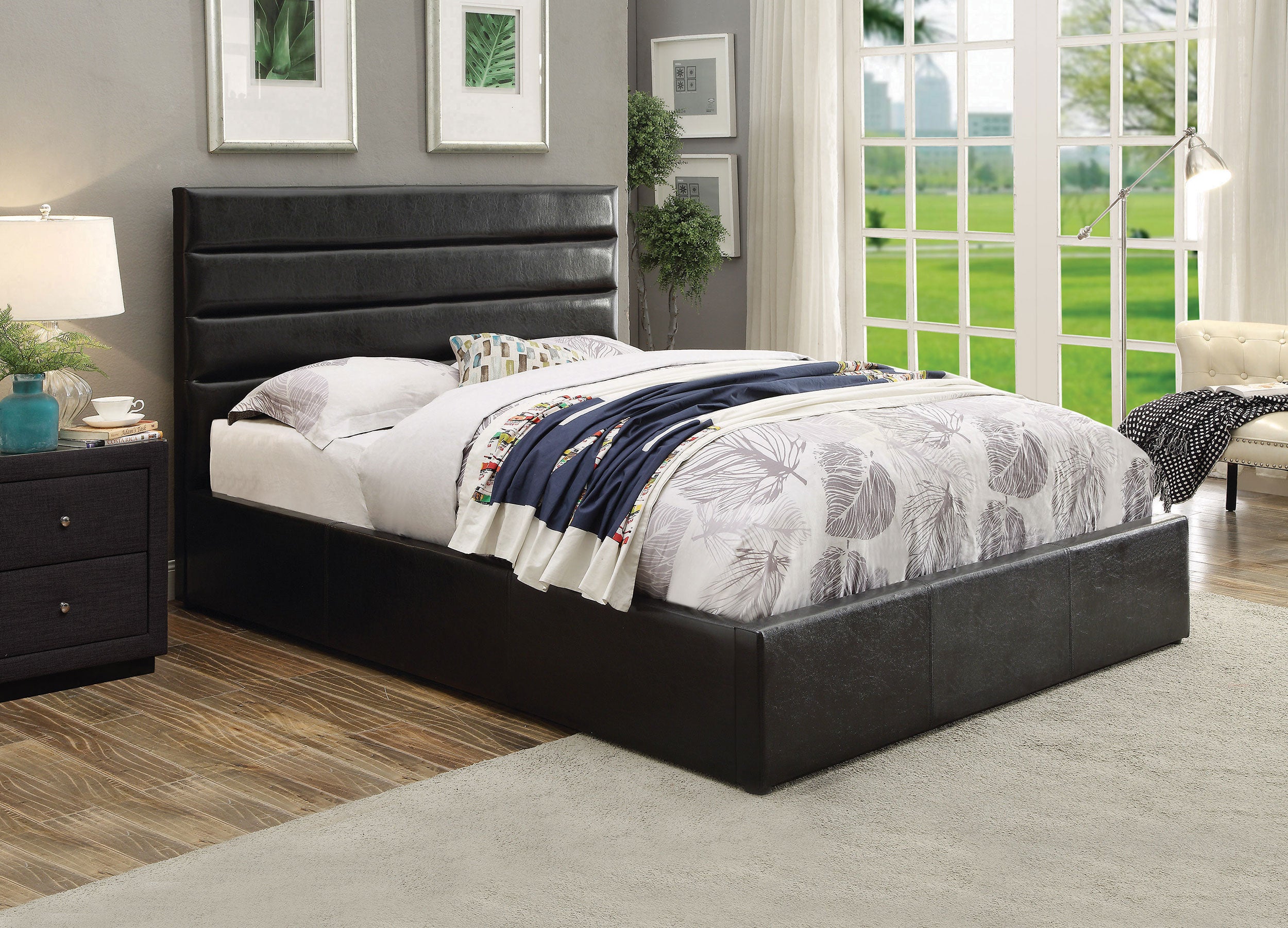 Riverbend Eastern King Upholstered Storage Bed Black