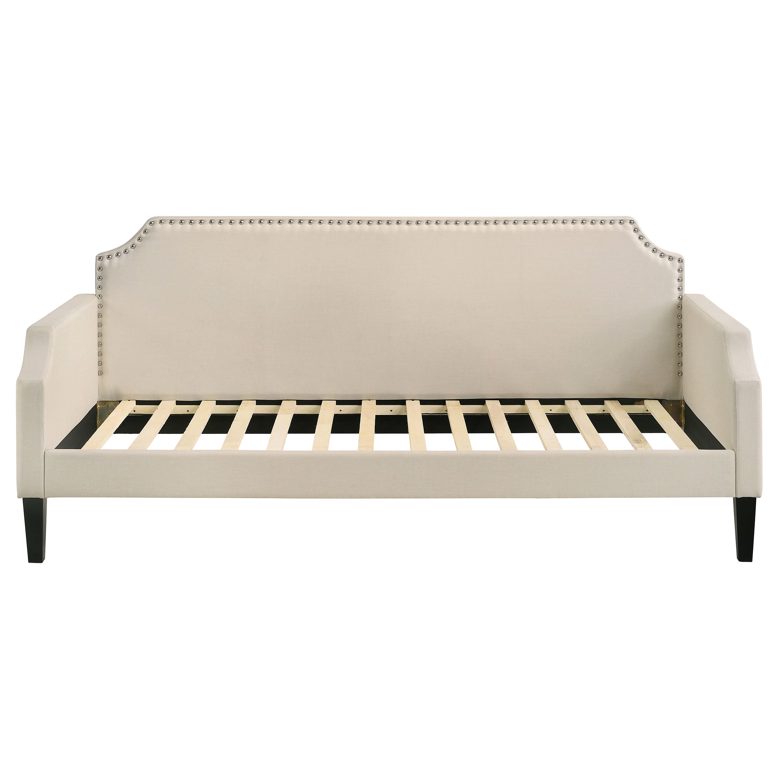 Olivia Upholstered Twin Daybed with Nailhead Trim Twin Daybed Beige