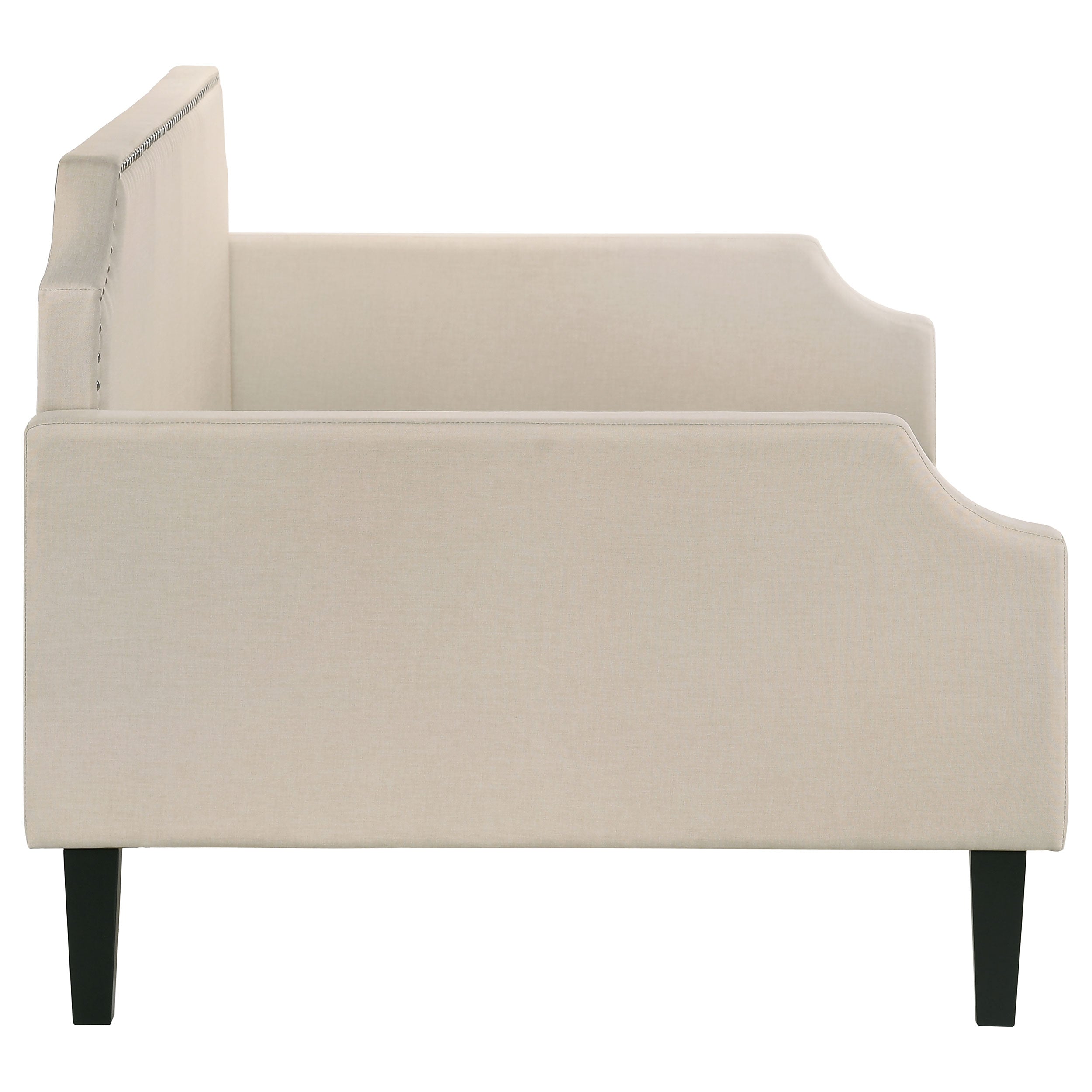 Olivia Upholstered Twin Daybed with Nailhead Trim Twin Daybed Beige