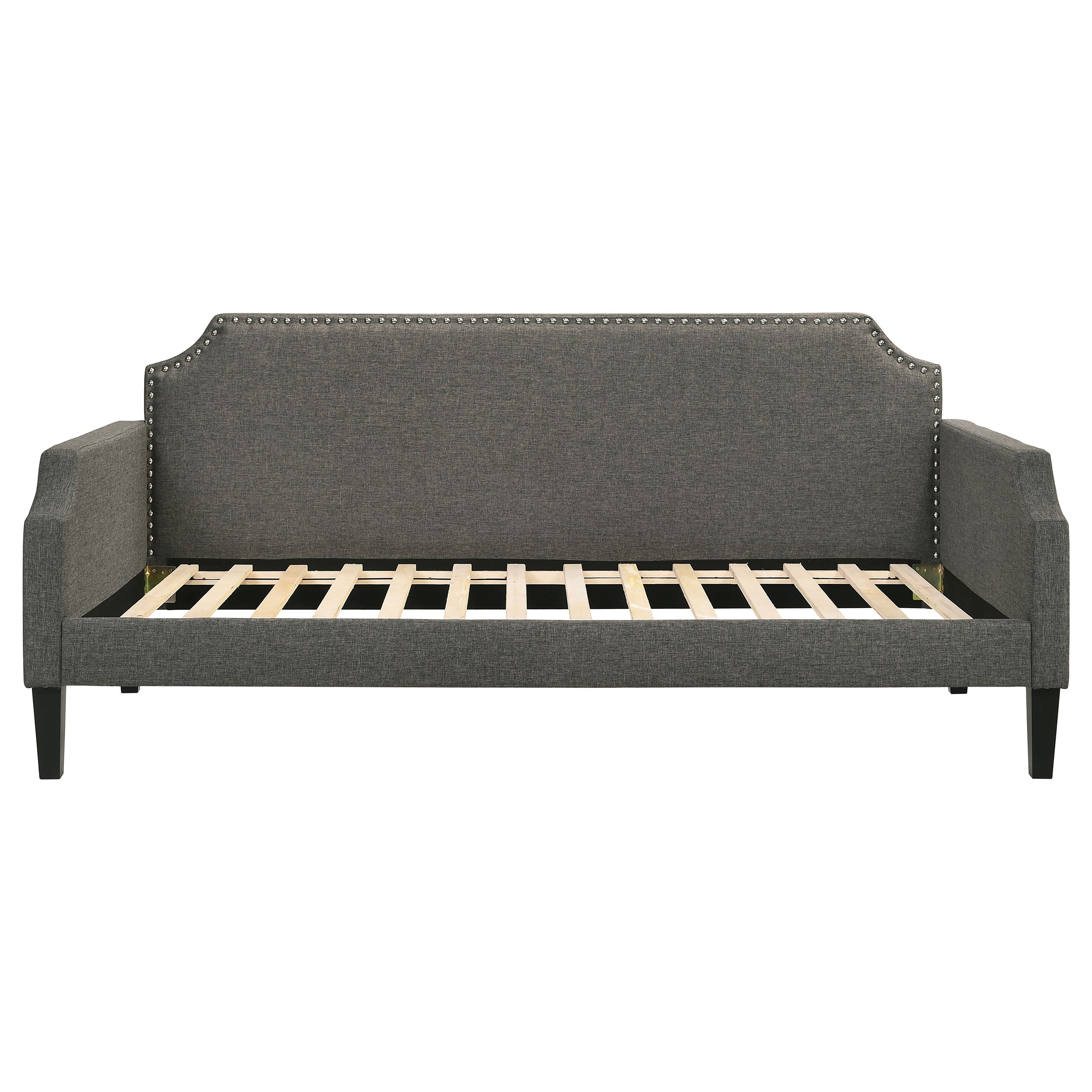 Olivia Upholstered Twin Daybed with Nailhead Trim Twin Daybed Grey