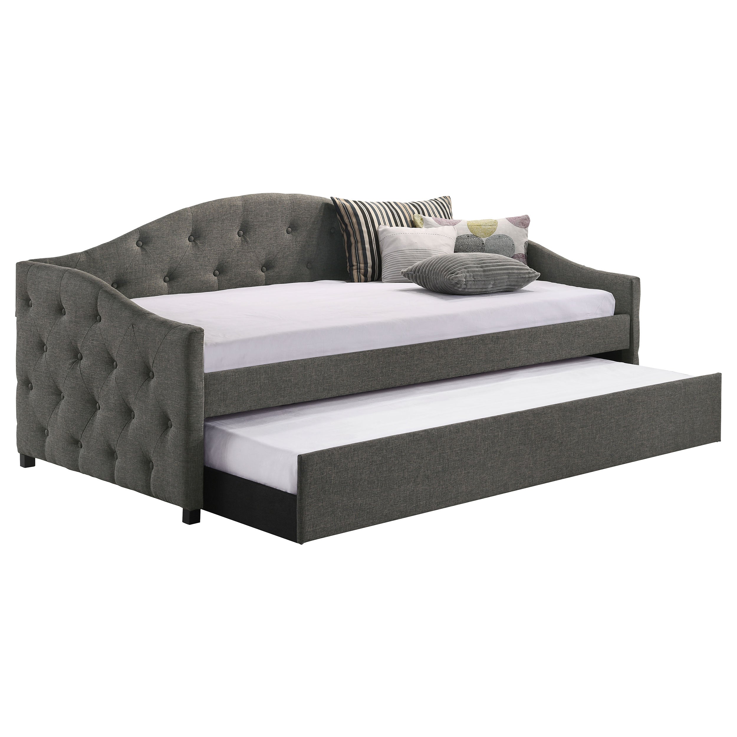 Sadie Upholstered Twin Daybed with Trundle Twin Daybed Grey