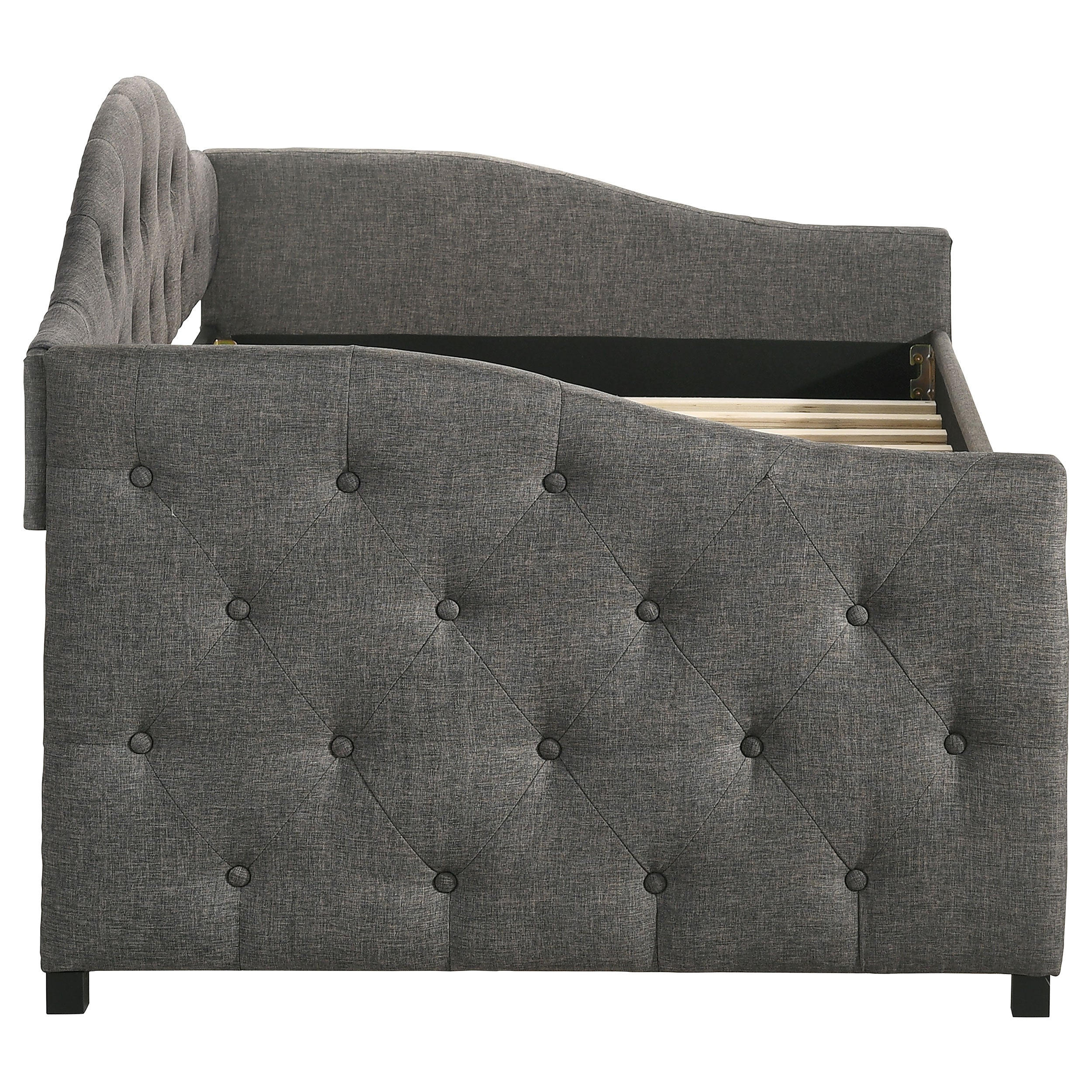 Sadie Upholstered Twin Daybed with Trundle Twin Daybed Grey