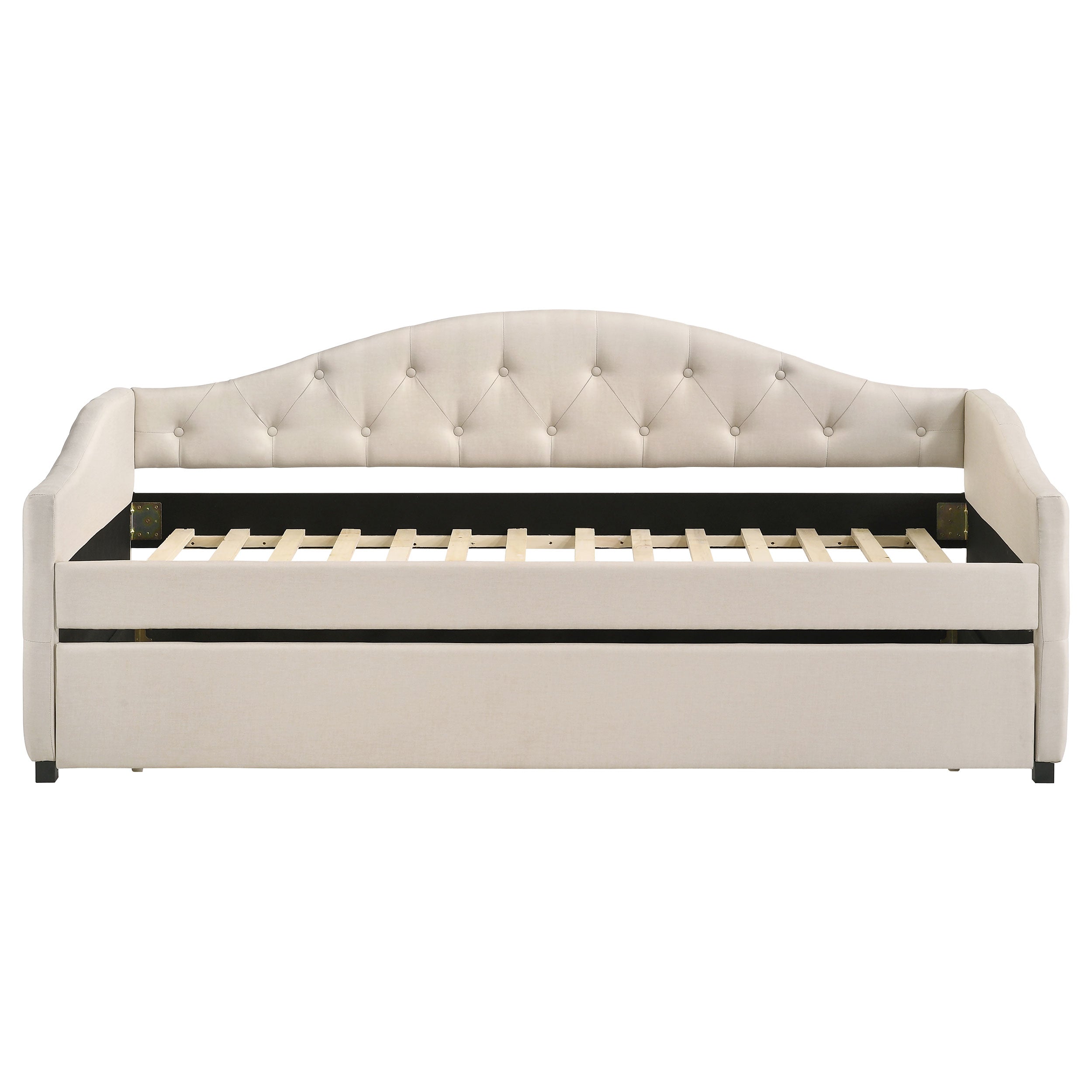 Sadie Upholstered Twin Daybed with Trundle Twin Daybed Beige