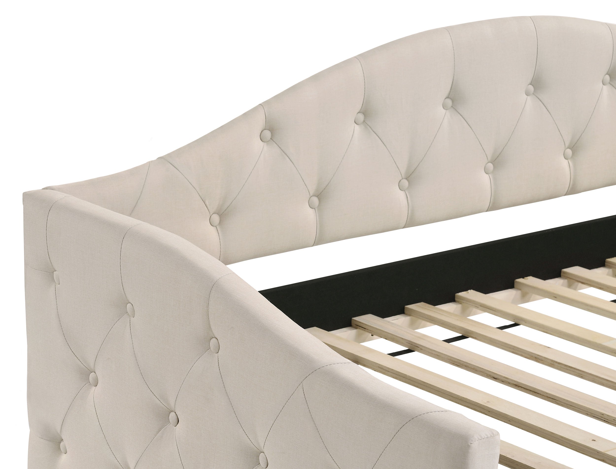 Sadie Upholstered Twin Daybed with Trundle Twin Daybed Beige