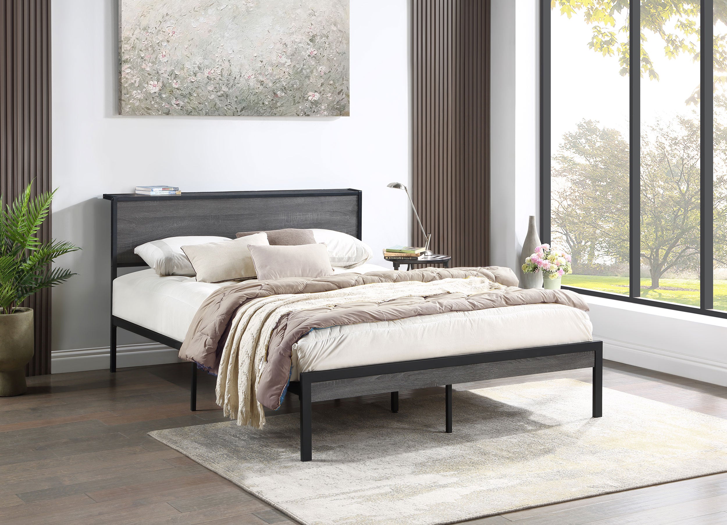 Ricky Full Platform Bed Grey and Black