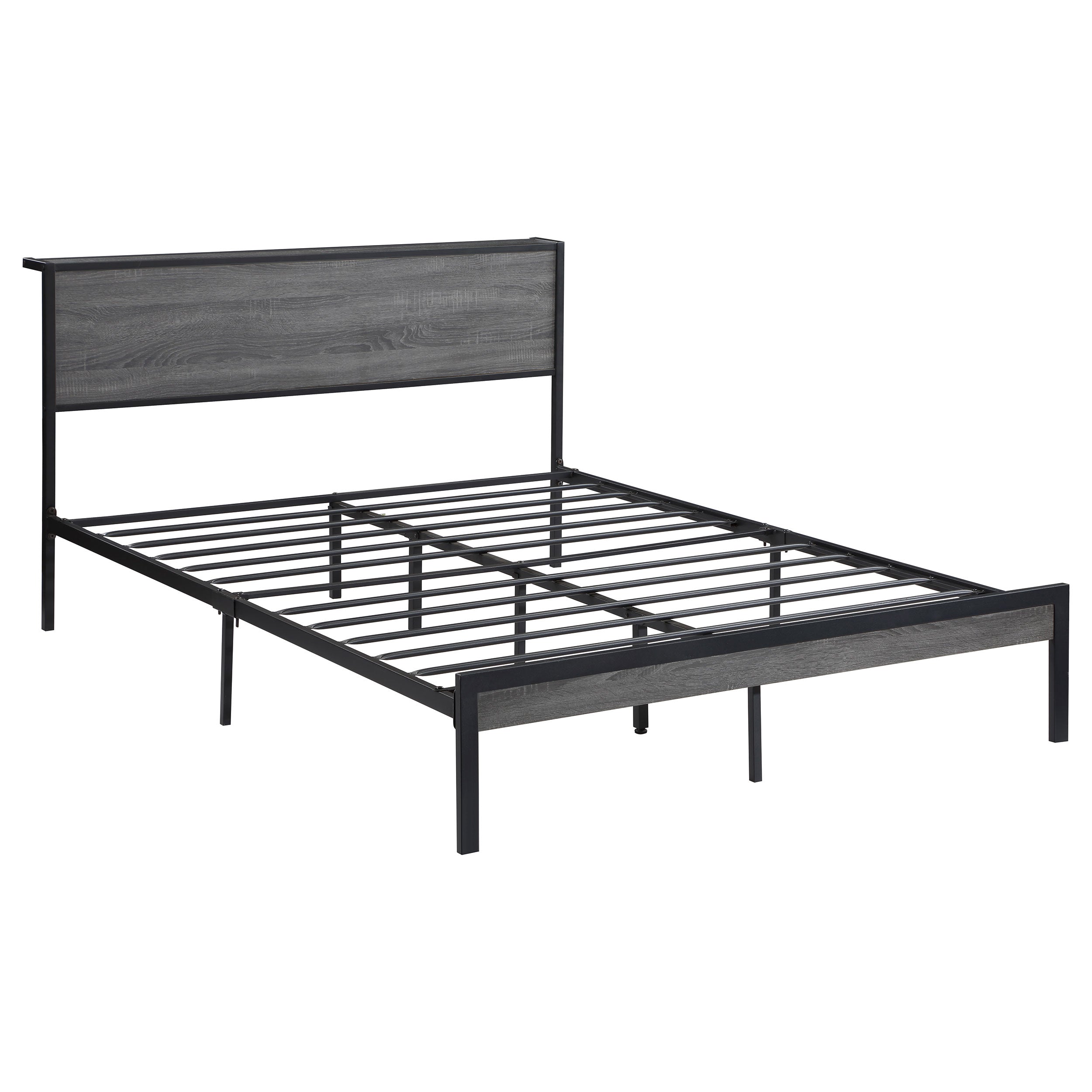 Ricky Full Platform Bed Grey and Black