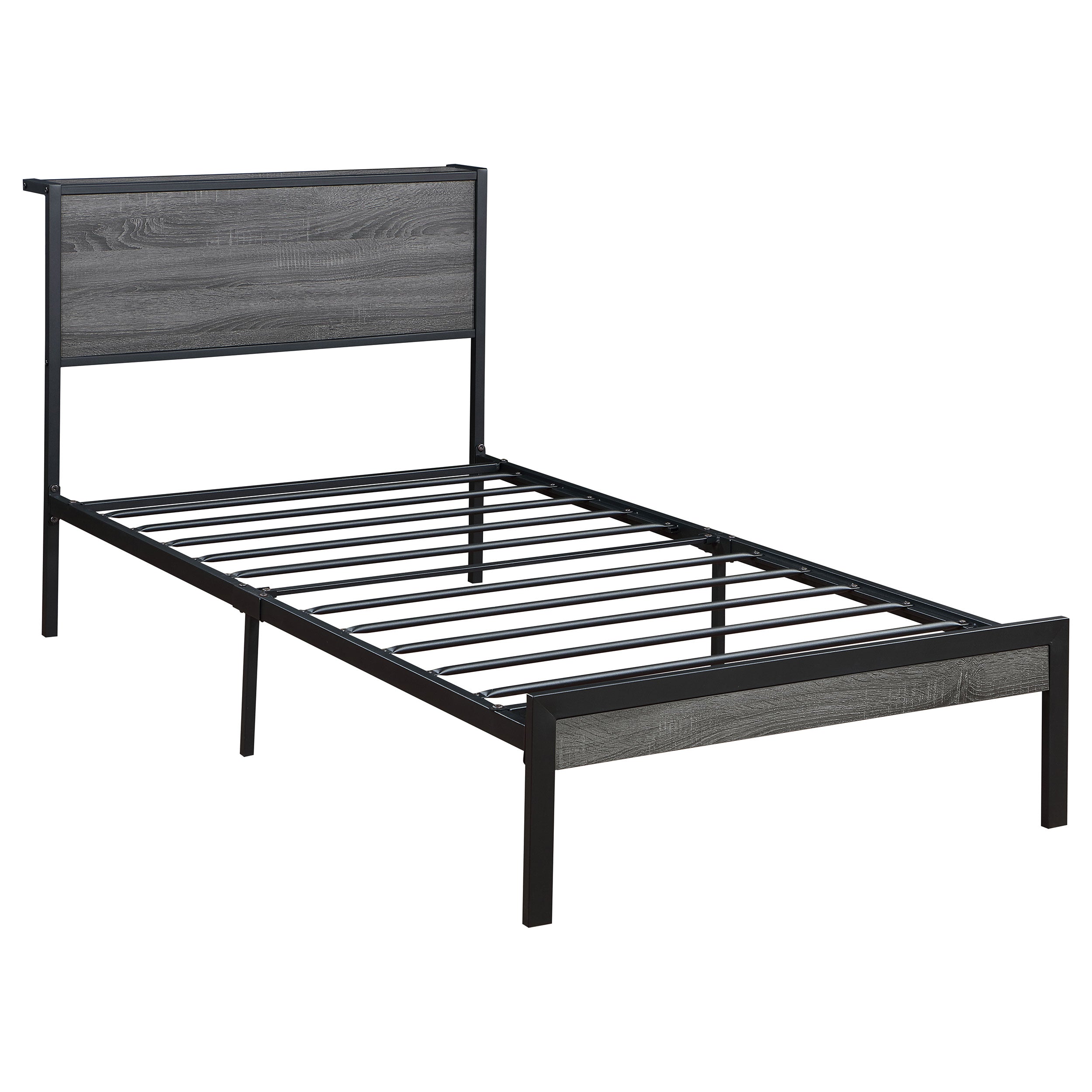 Ricky Twin Platform Bed Grey and Black