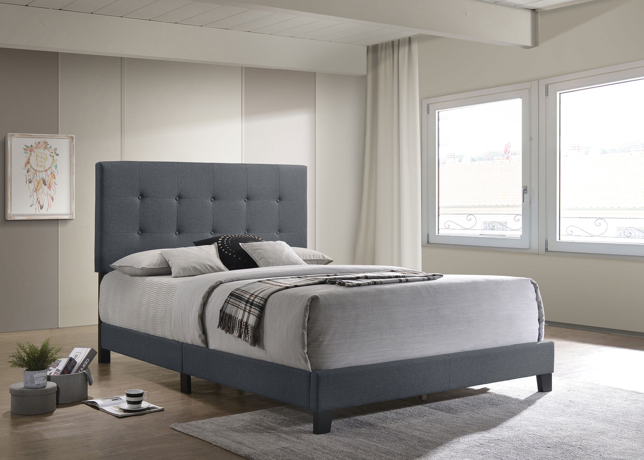 Mapes Tufted Upholstered Full Bed Grey