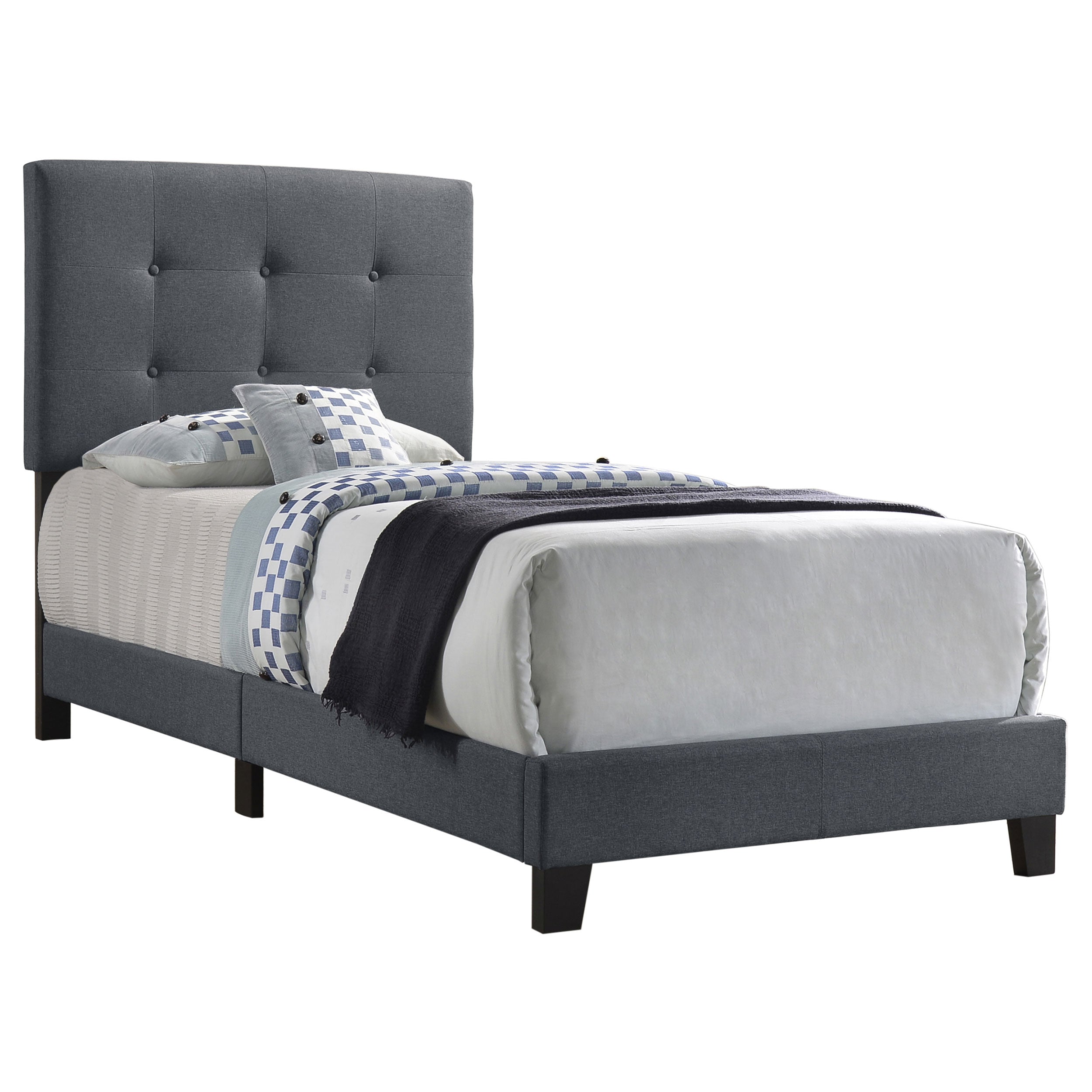 Mapes Tufted Upholstered Twin Bed Grey