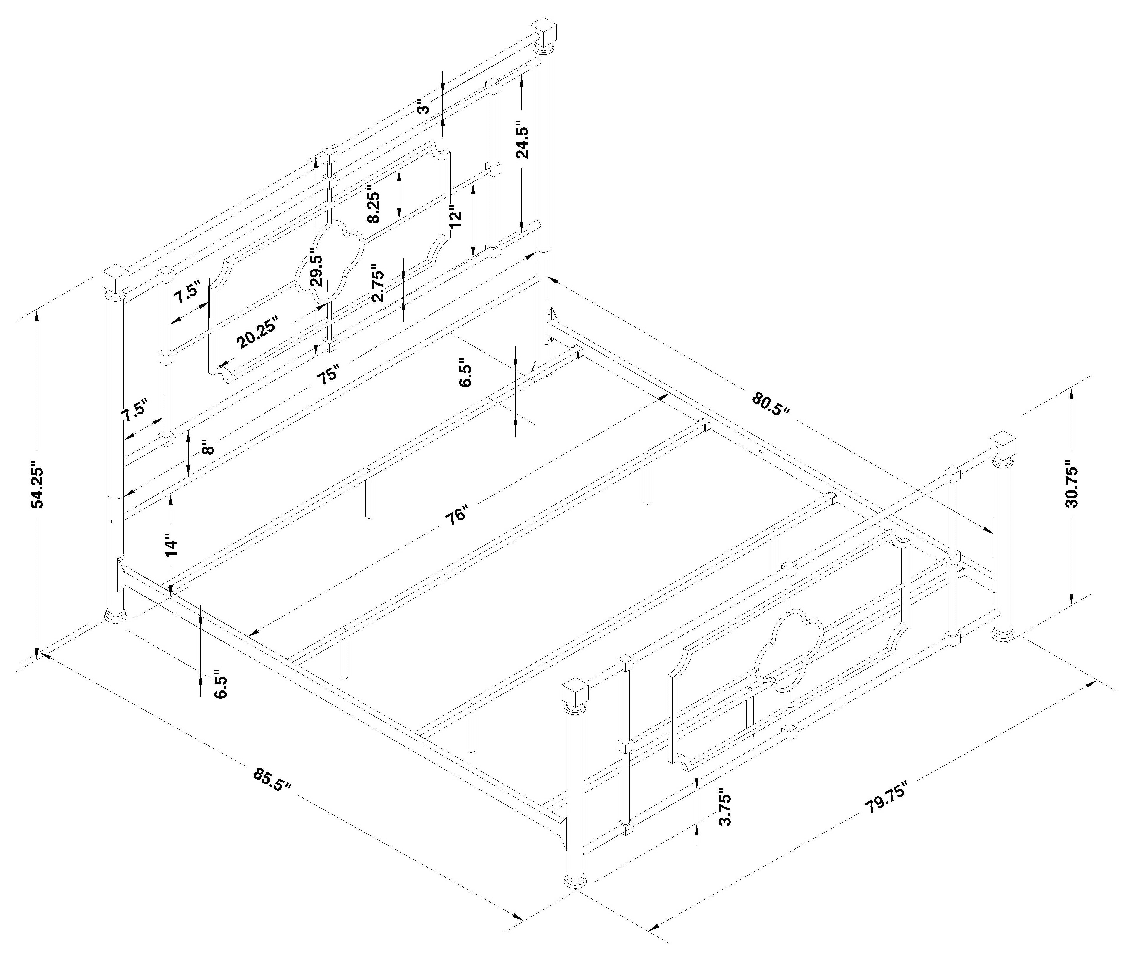 Paskay Eastern King Metal Panel Bed Matte Black