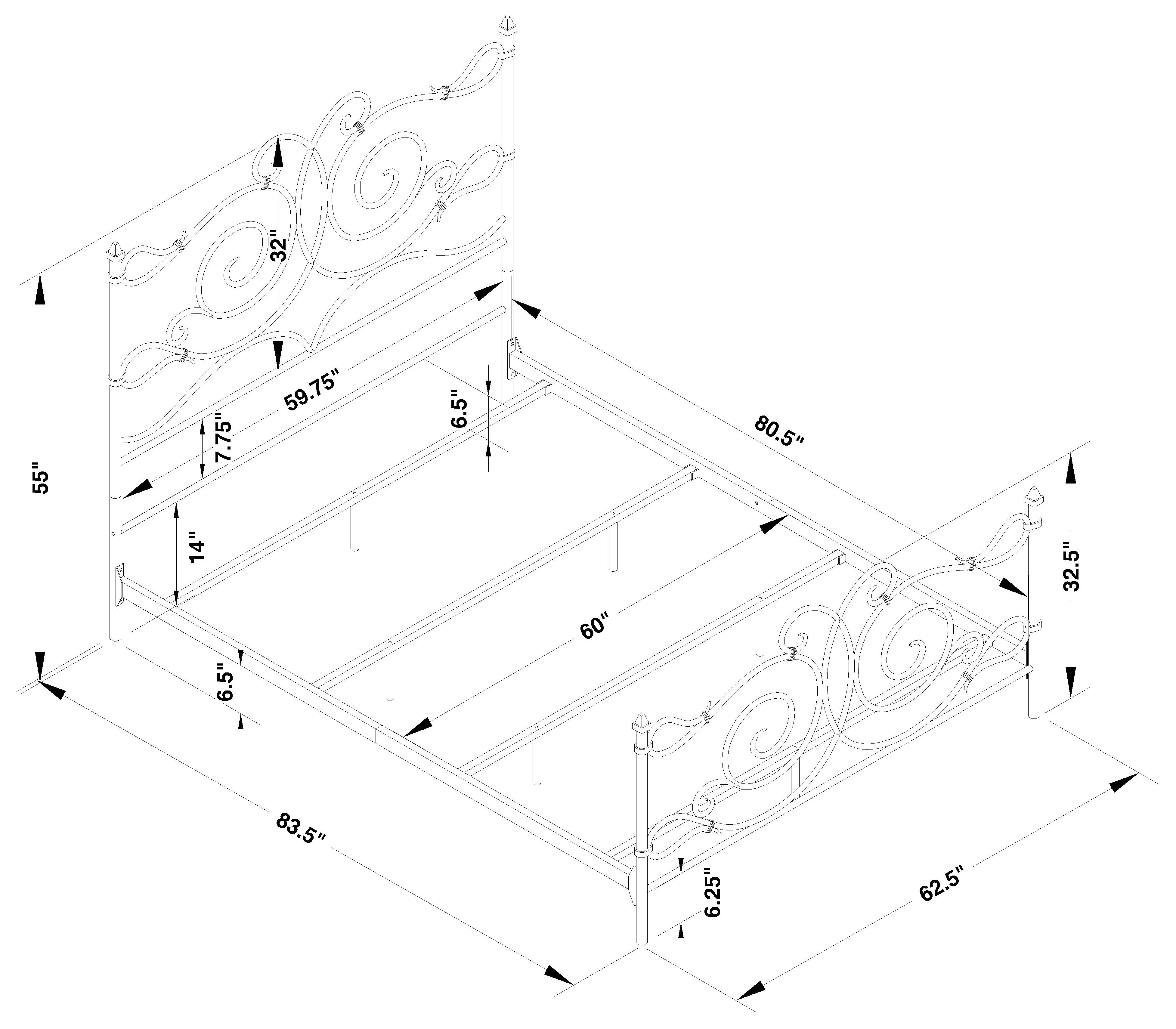 Parleys Queen Metal Bed with Scroll Headboard Dark Bronze