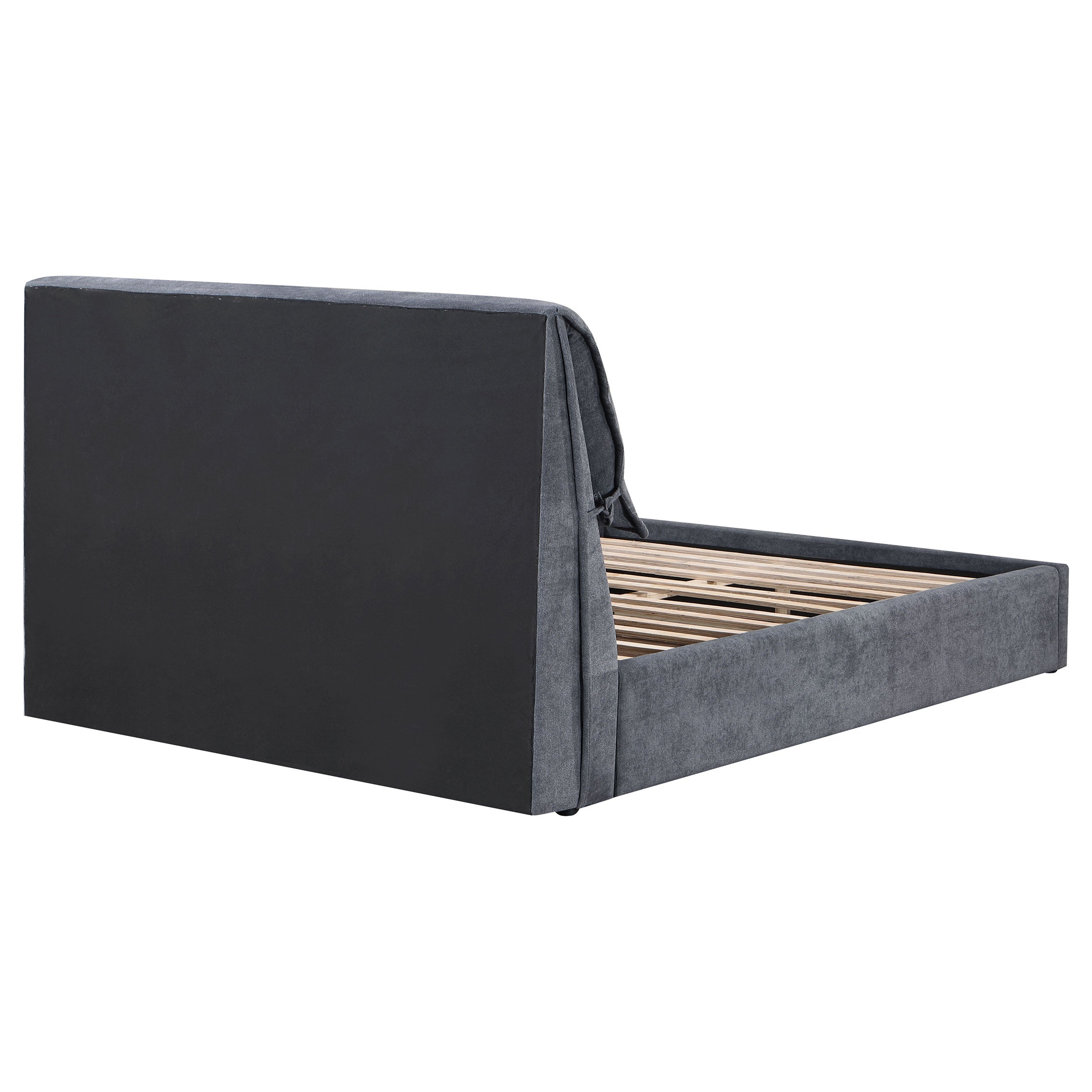 Laurel Upholstered Eastern King Platform Bed with Pillow Headboard Charcoal Grey