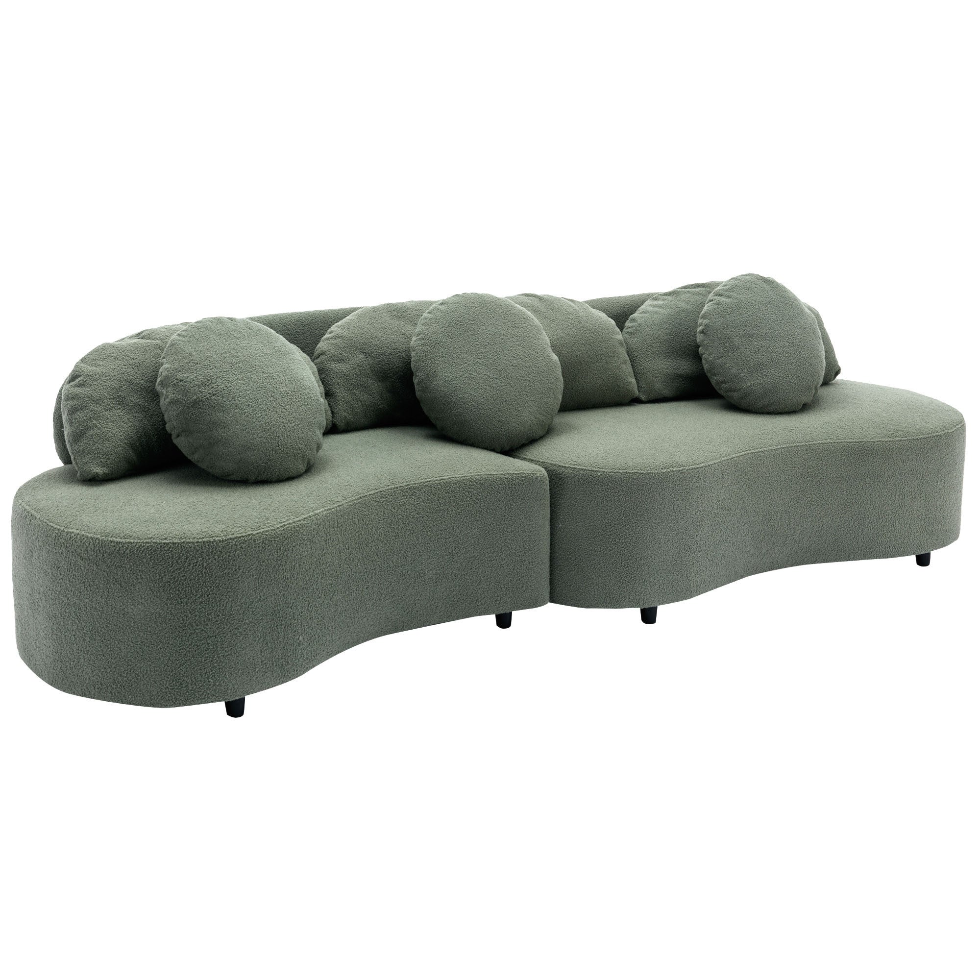 103.9" Modern Living Room Sofa Lamb Velvet Upholstered Couch Furniture for Home or Office, Green