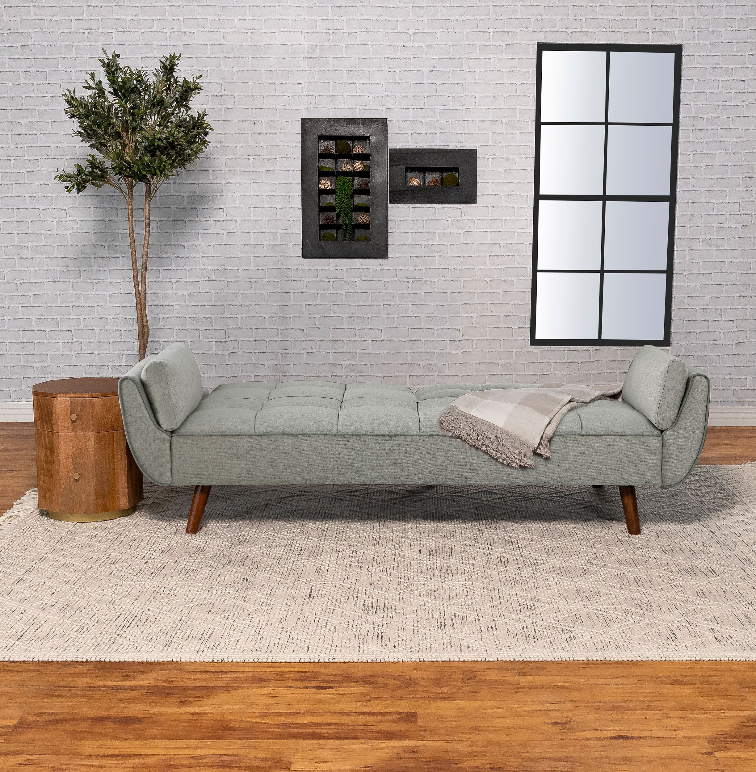 Caufield Upholstered Buscuit Tufted Covertible Sofa Bed Grey