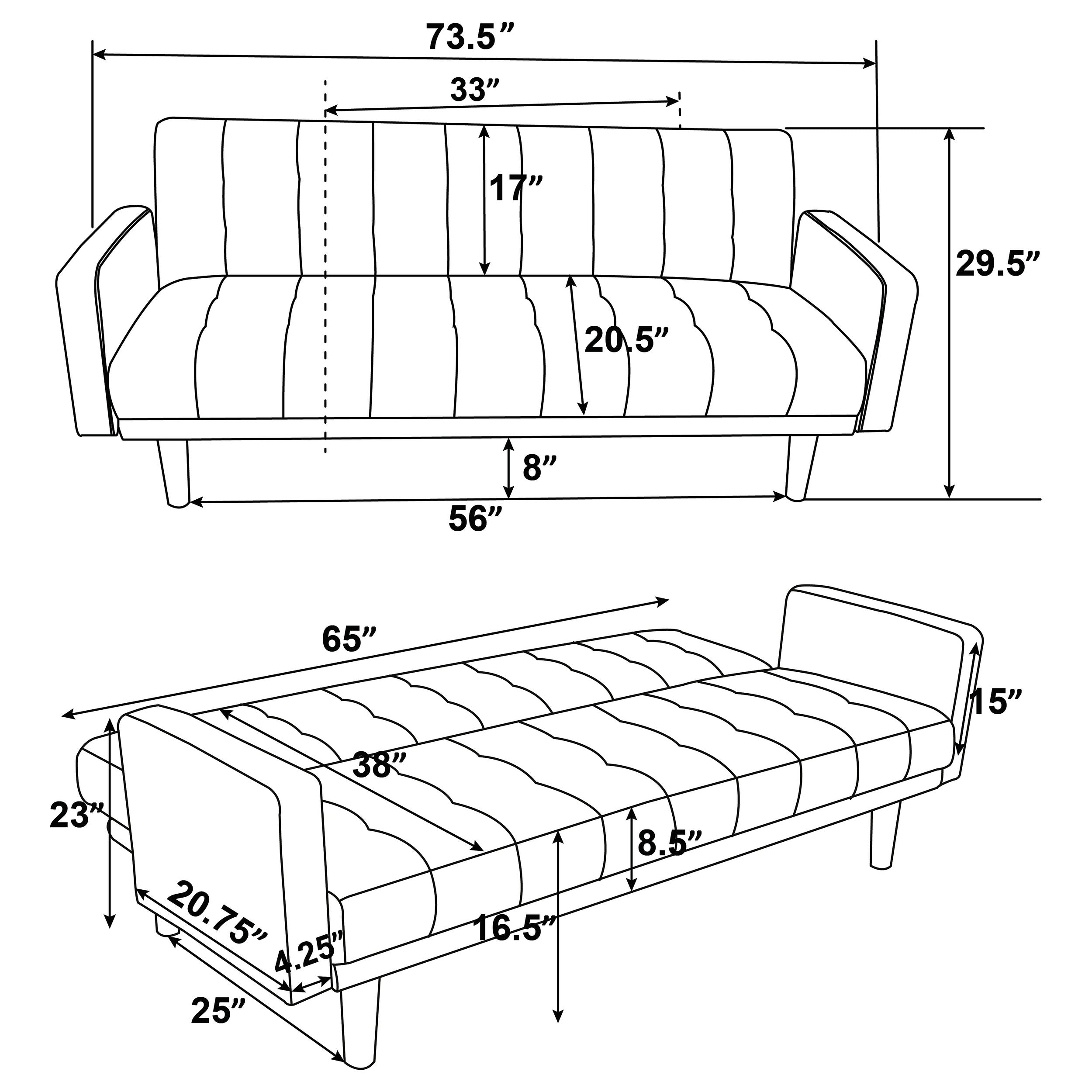 Sommer Tufted Sofa Bed Grey