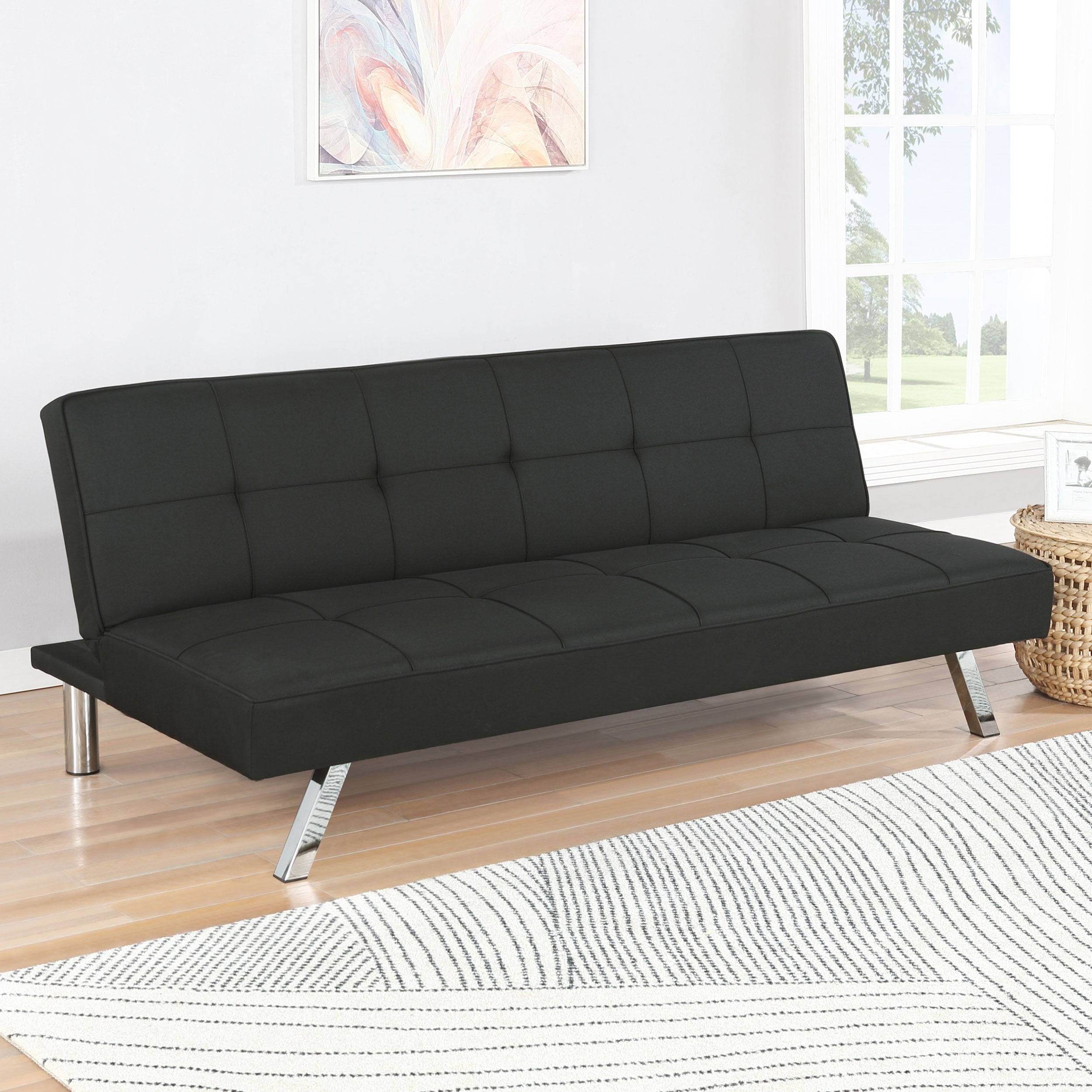 Joel Upholstered Tufted Sofa Bed Sofa Bed Black