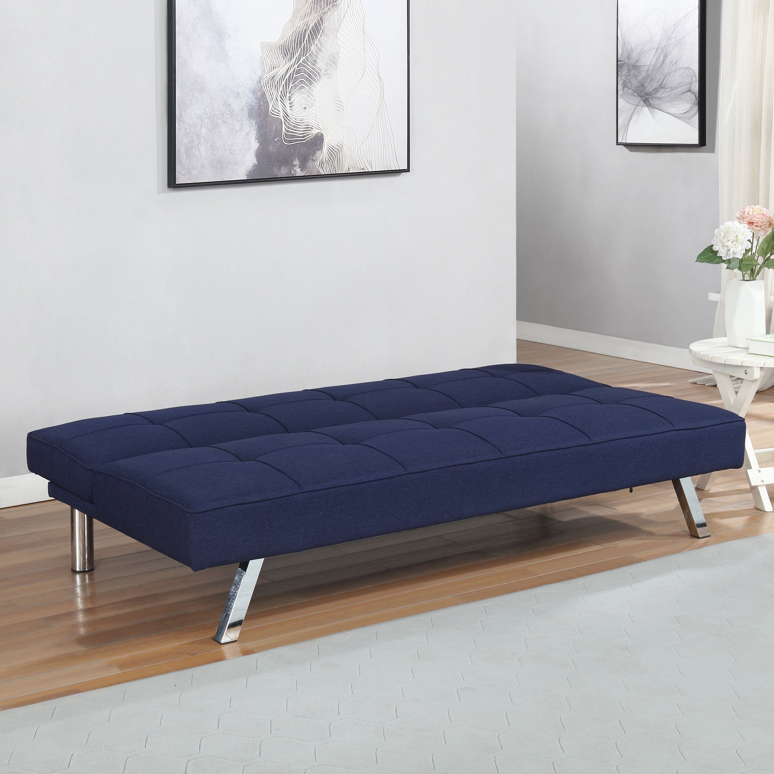 Joel Upholstered Tufted Sofa Bed Sofa Bed Blue