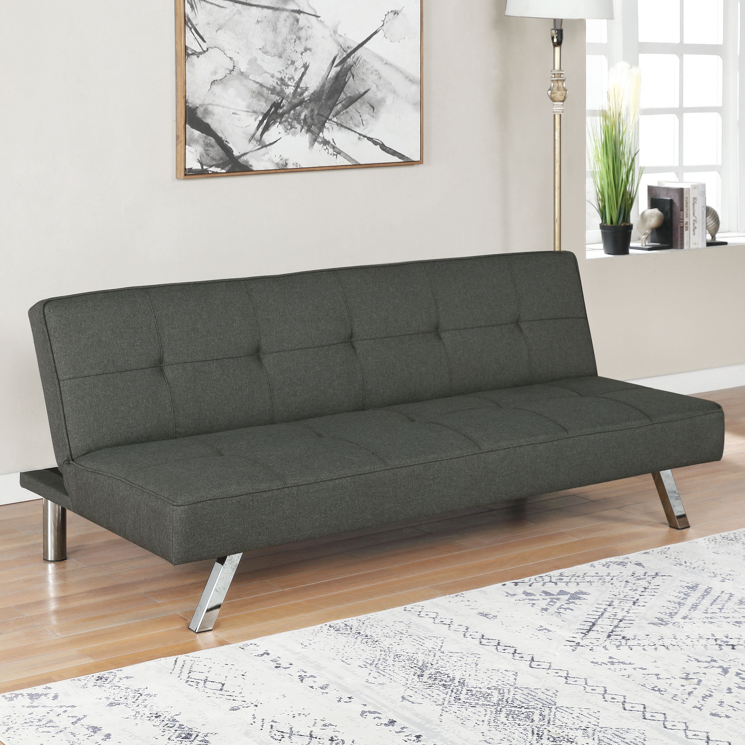 Joel Upholstered Tufted Sofa Bed Sofa Bed Grey