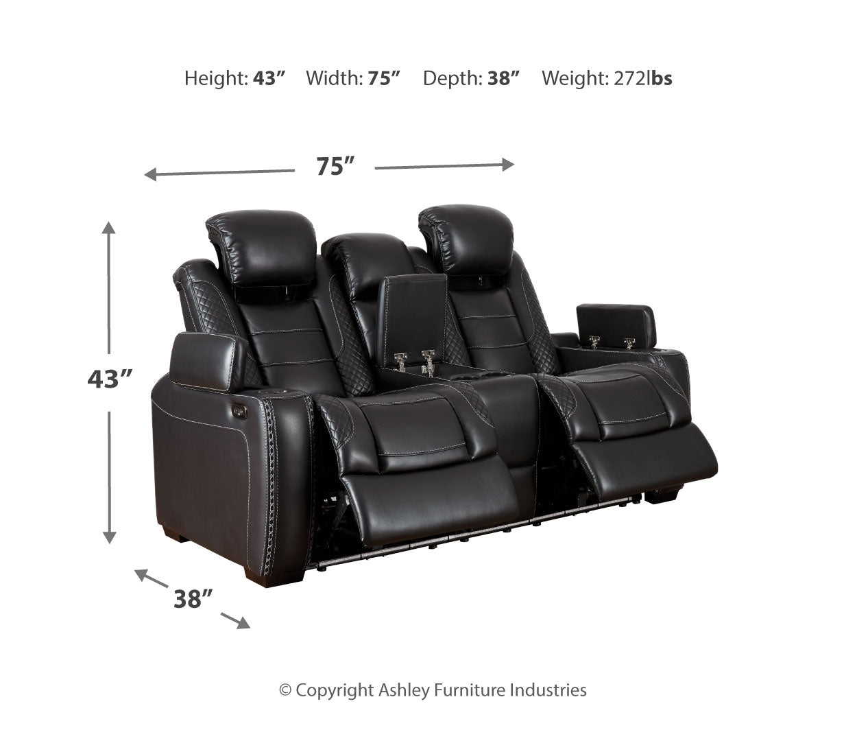 Party Time Power Reclining Loveseat with Console