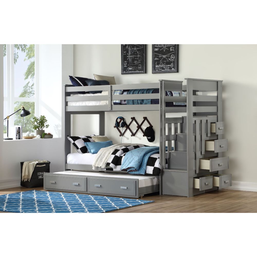 Adry Twin/Twin Bunk Bed W/Trundle & Storage