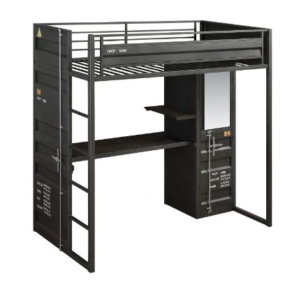 Chiedu Twin Loft Bed W/Desk & Wardrobe