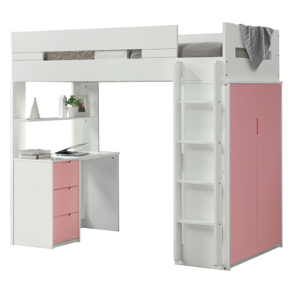 Holly-Rose Twin Loft Bed W/Desk & Wardrobe