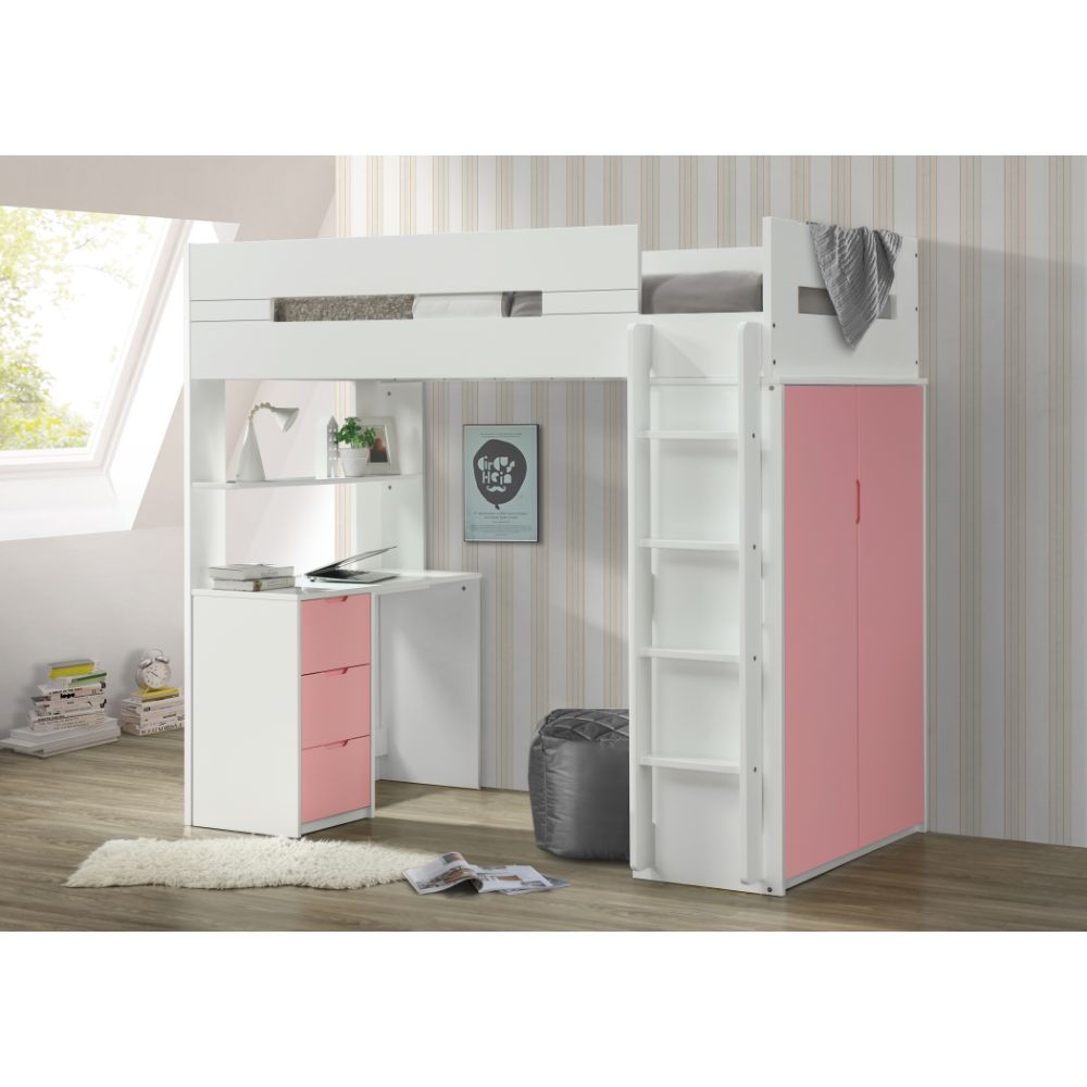 Holly-Rose Twin Loft Bed W/Desk & Wardrobe