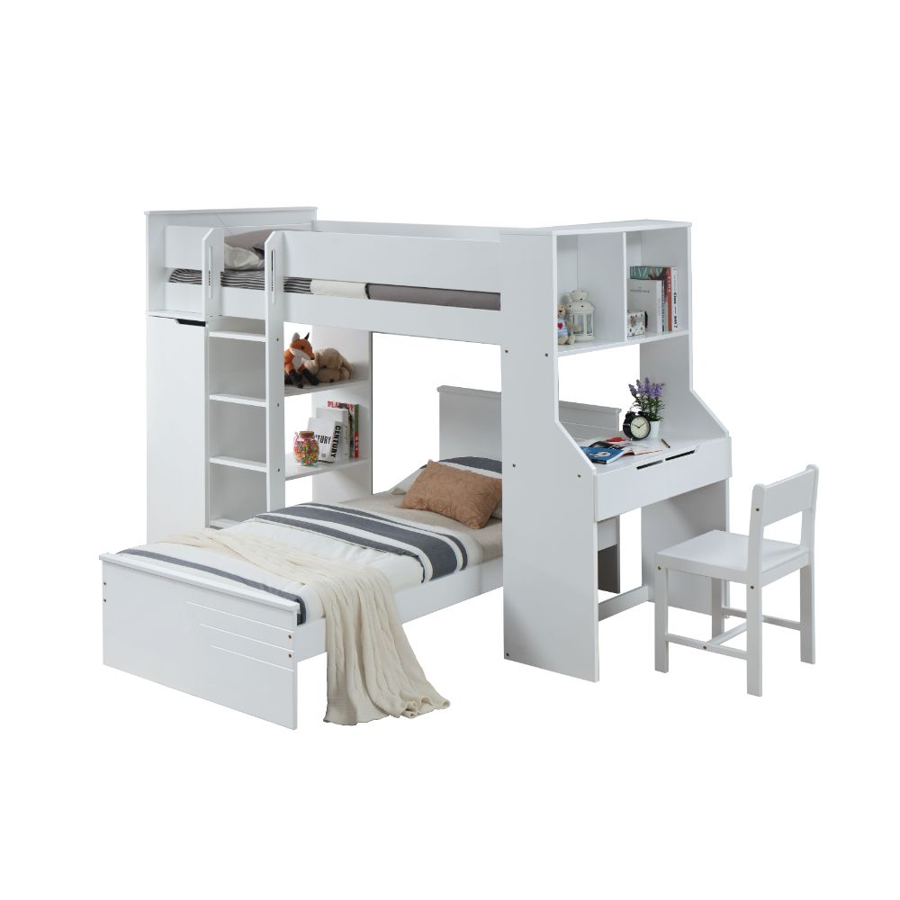 Gokce Twin Loft Bed W/Desk & Wardrobe