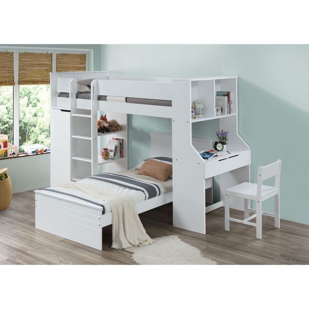 Gokce Twin Loft Bed W/Desk & Wardrobe