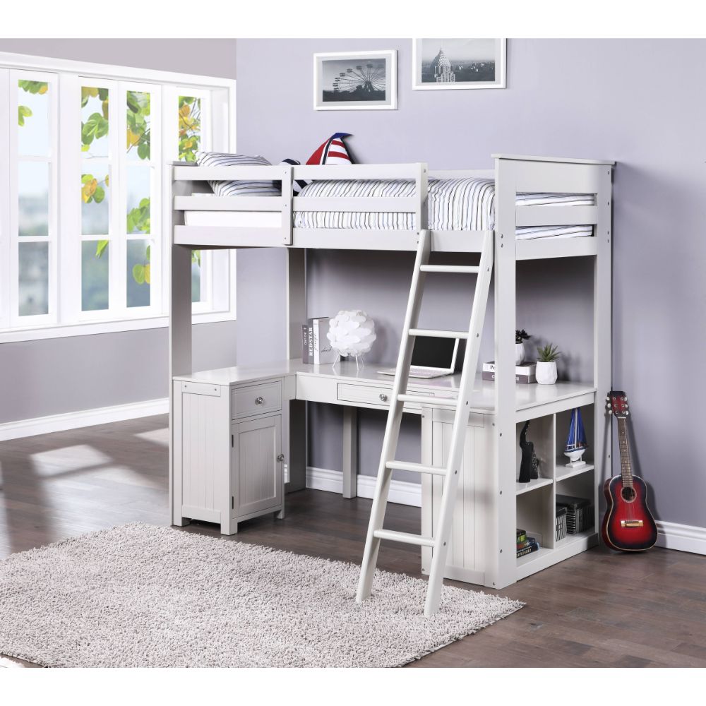 Ashpreet Twin Loft Bed W/Desk & Bookcase & Chest