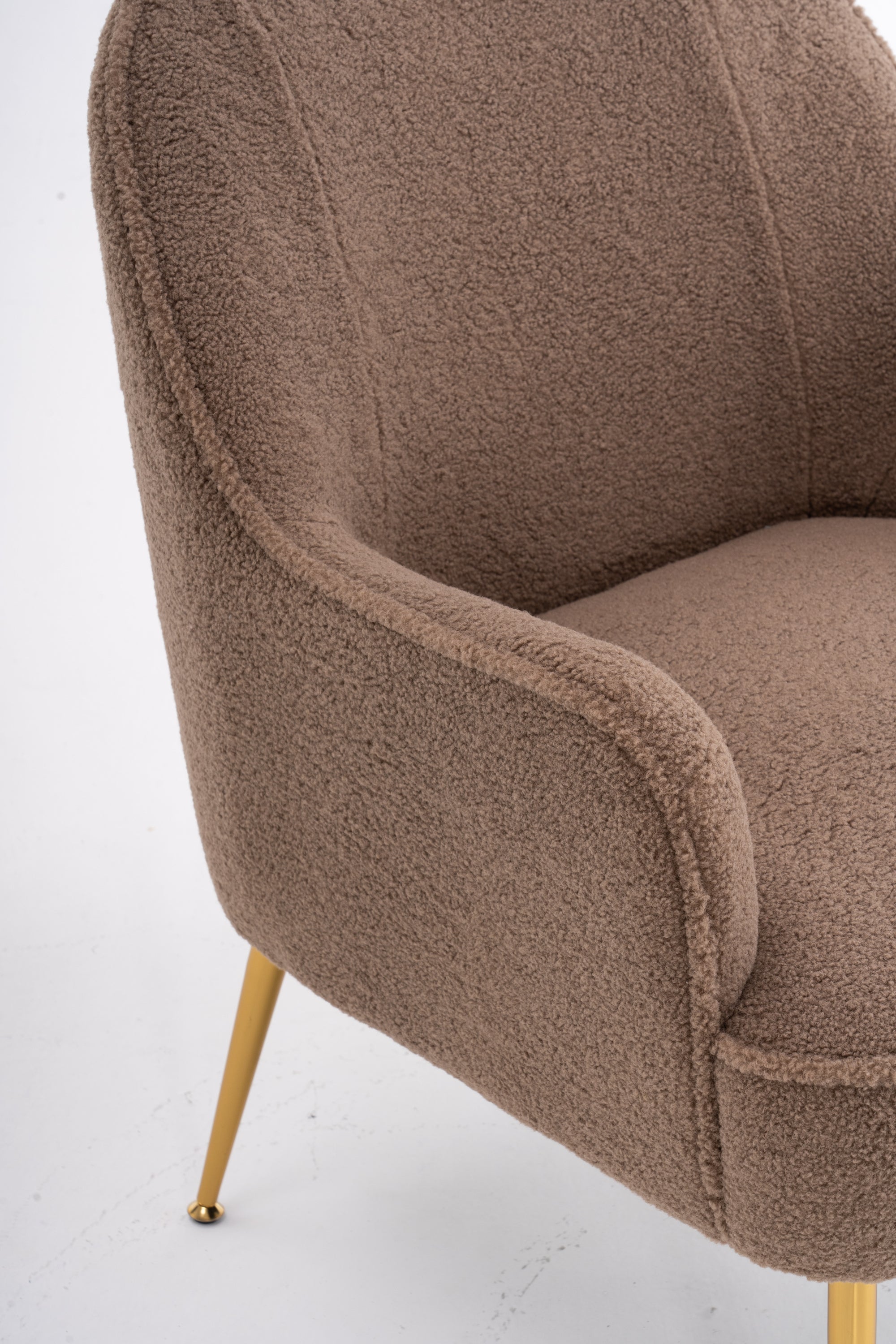 001-Modern Soft Teddy Fabric Accent Chair With Gold Metal Legs For Indoor,Coffee