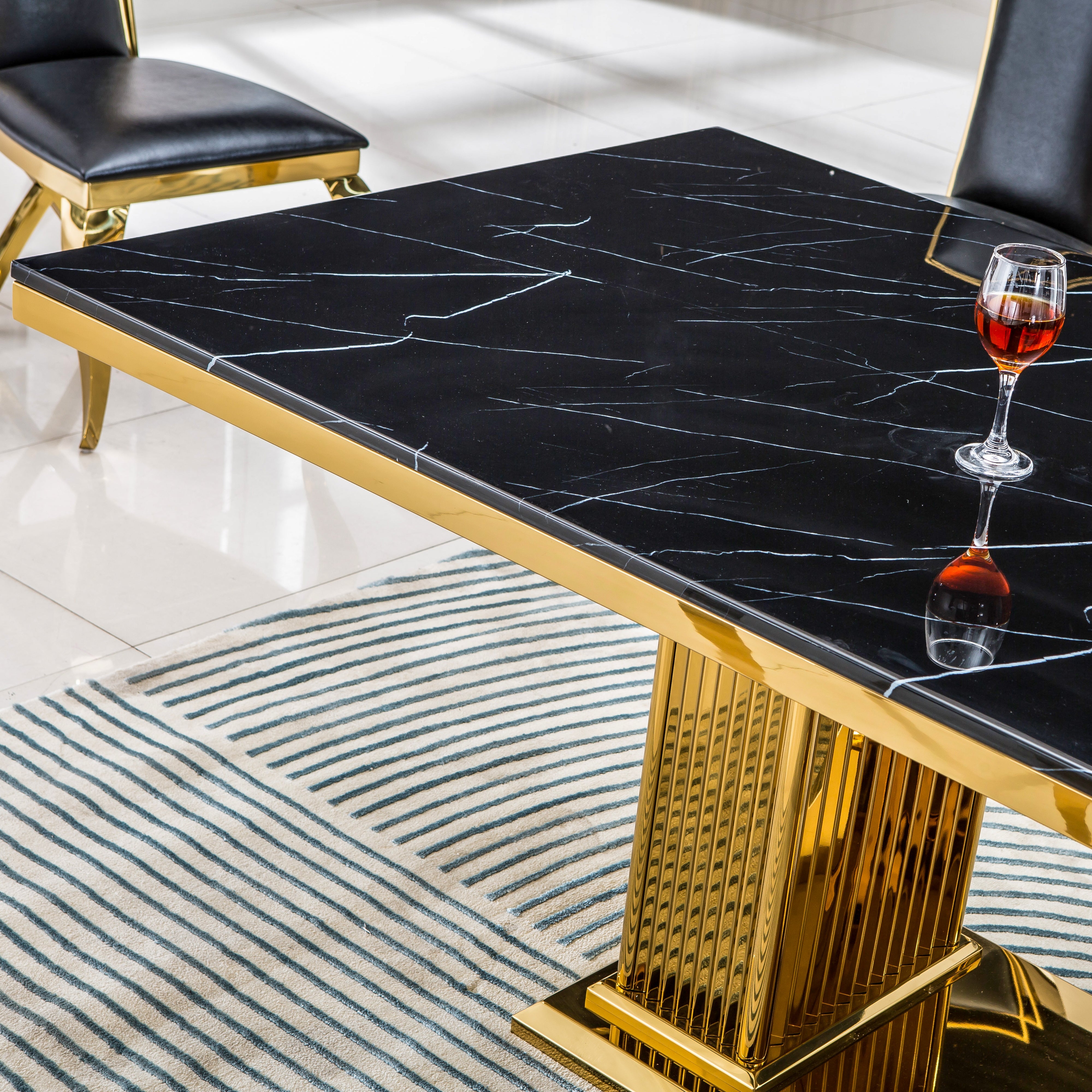 Rhealyn Dining Table Black Gold