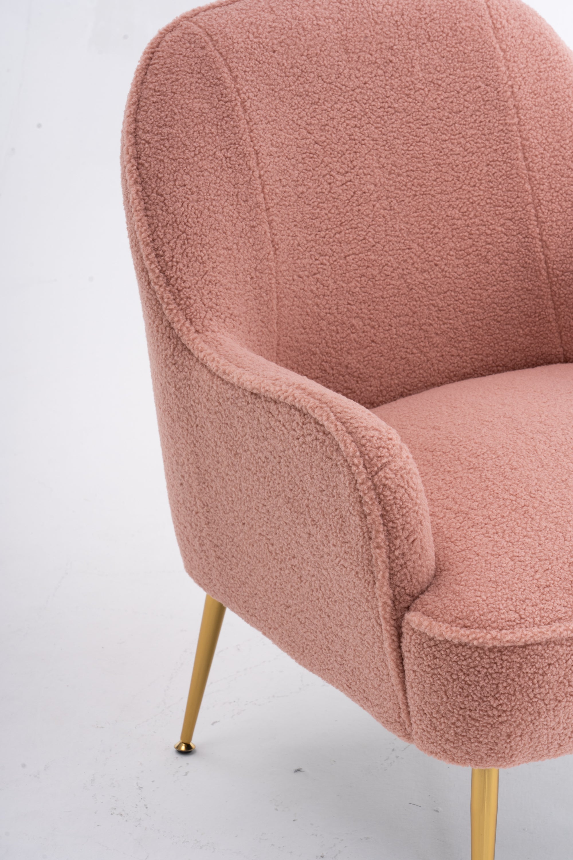 001-Modern Soft Teddy fabric Ergonomics Accent Chair With Gold Legs And Adjustable Legs For Indoor Home,Pink