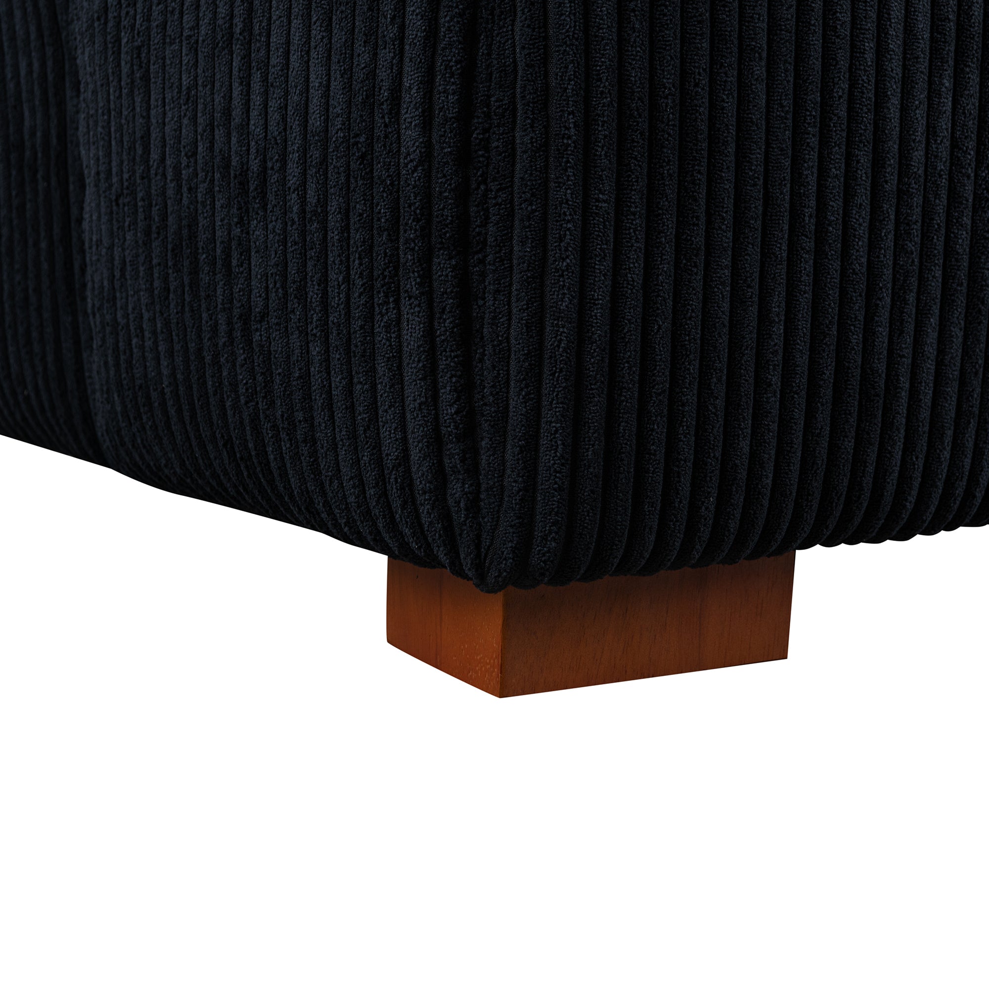 103.9" Modern Couch Corduroy Fabric Comfy Sofa with Rubber Wood Legs, 4 Pillows for Living Room, Bedroom, Office, Black