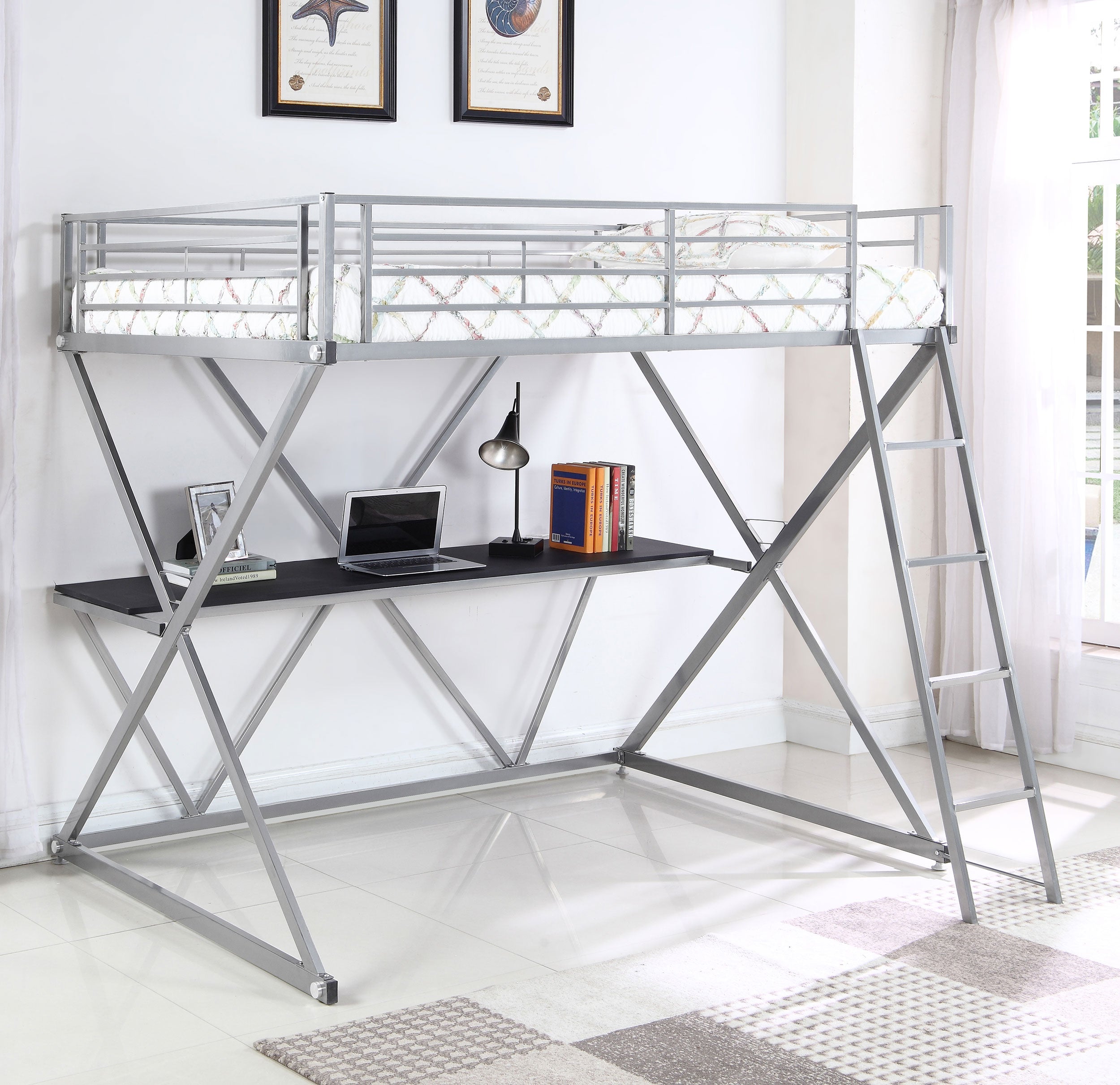 Hyde Full Workstation Loft Bed Silver