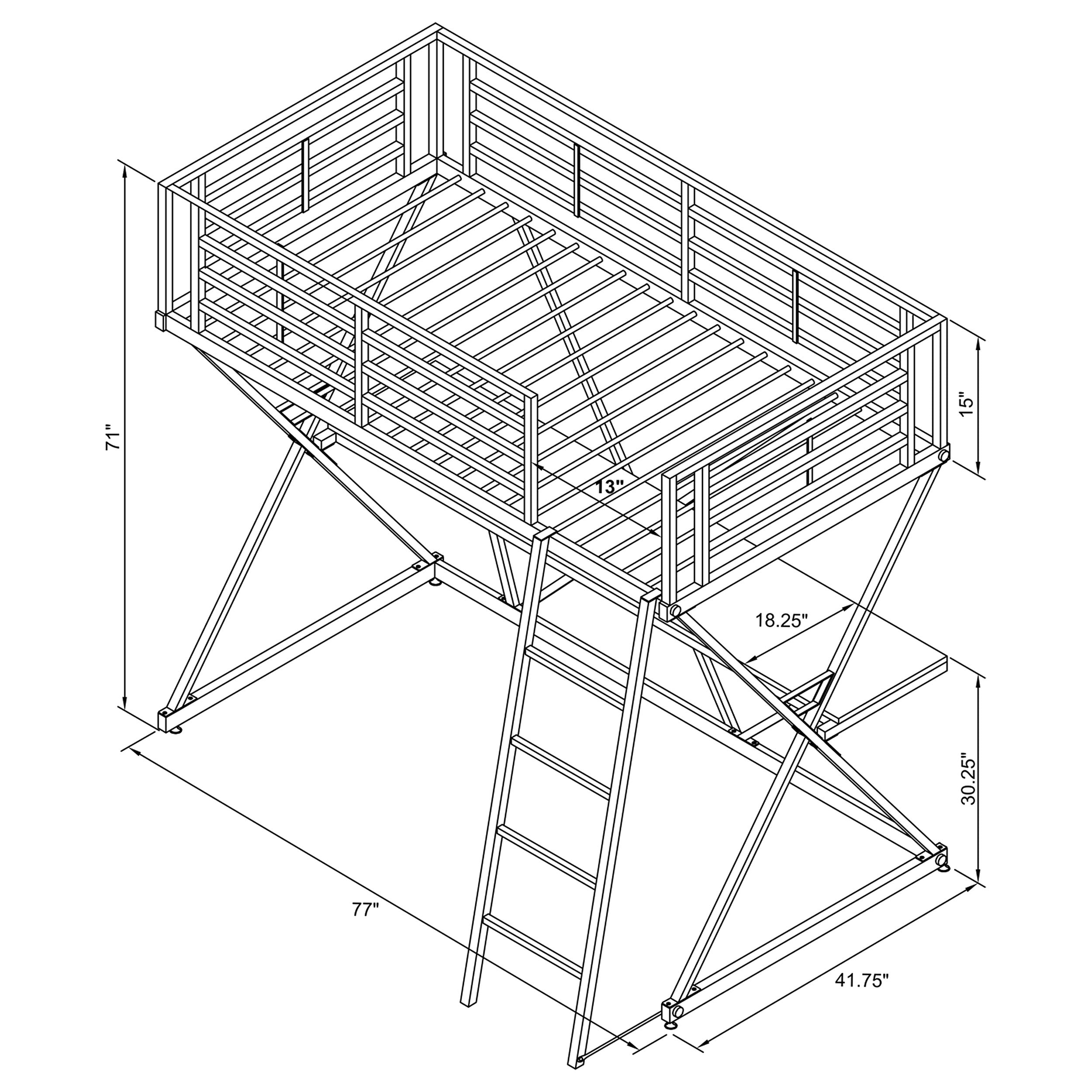 Hyde Twin Workstation Loft Bed Silver