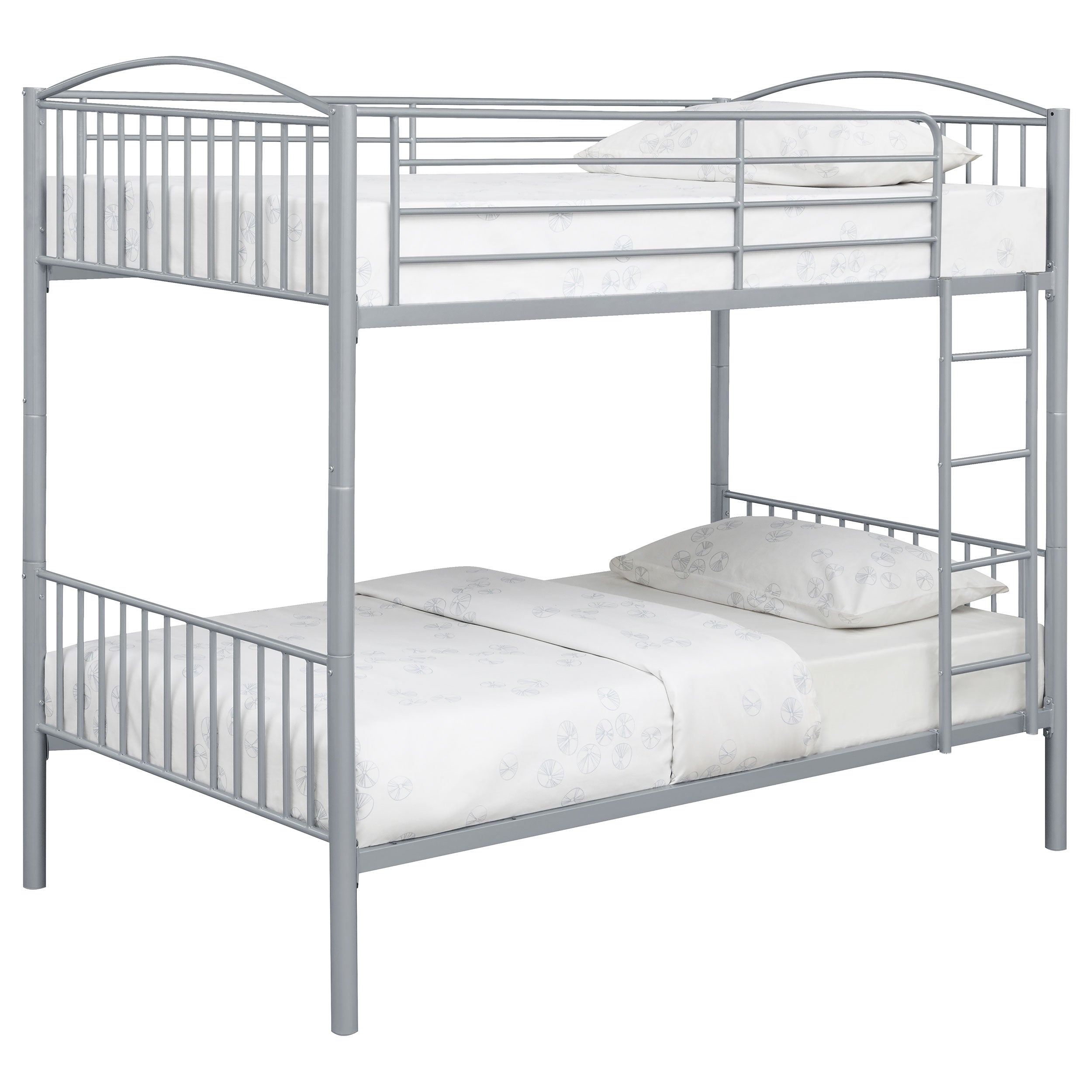 Anson Twin Over Twin Bunk Bed with Ladder Twin / Twin Bunk Bed Silver