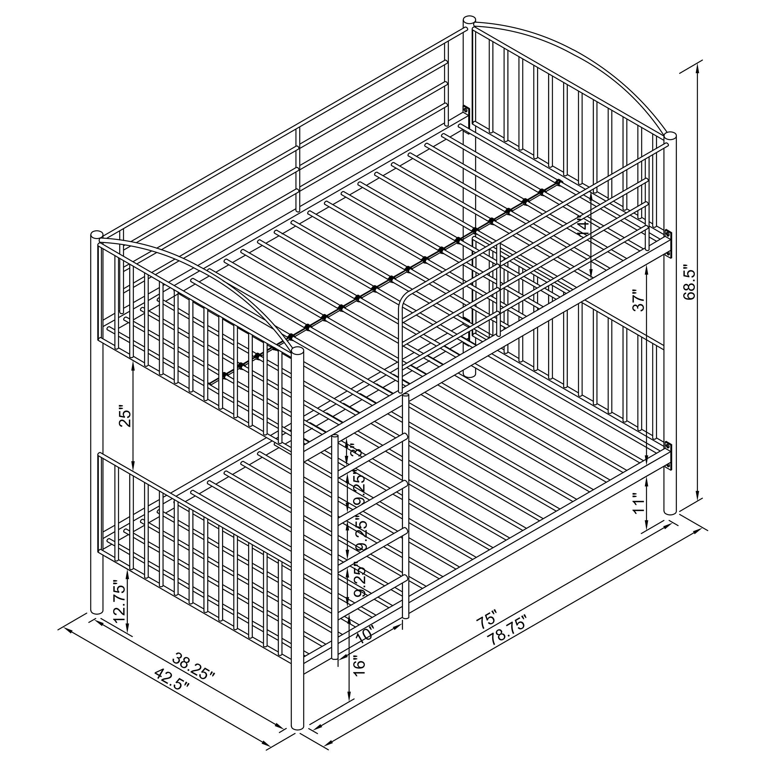 Anson Twin Over Twin Bunk Bed with Ladder Twin / Twin Bunk Bed Silver