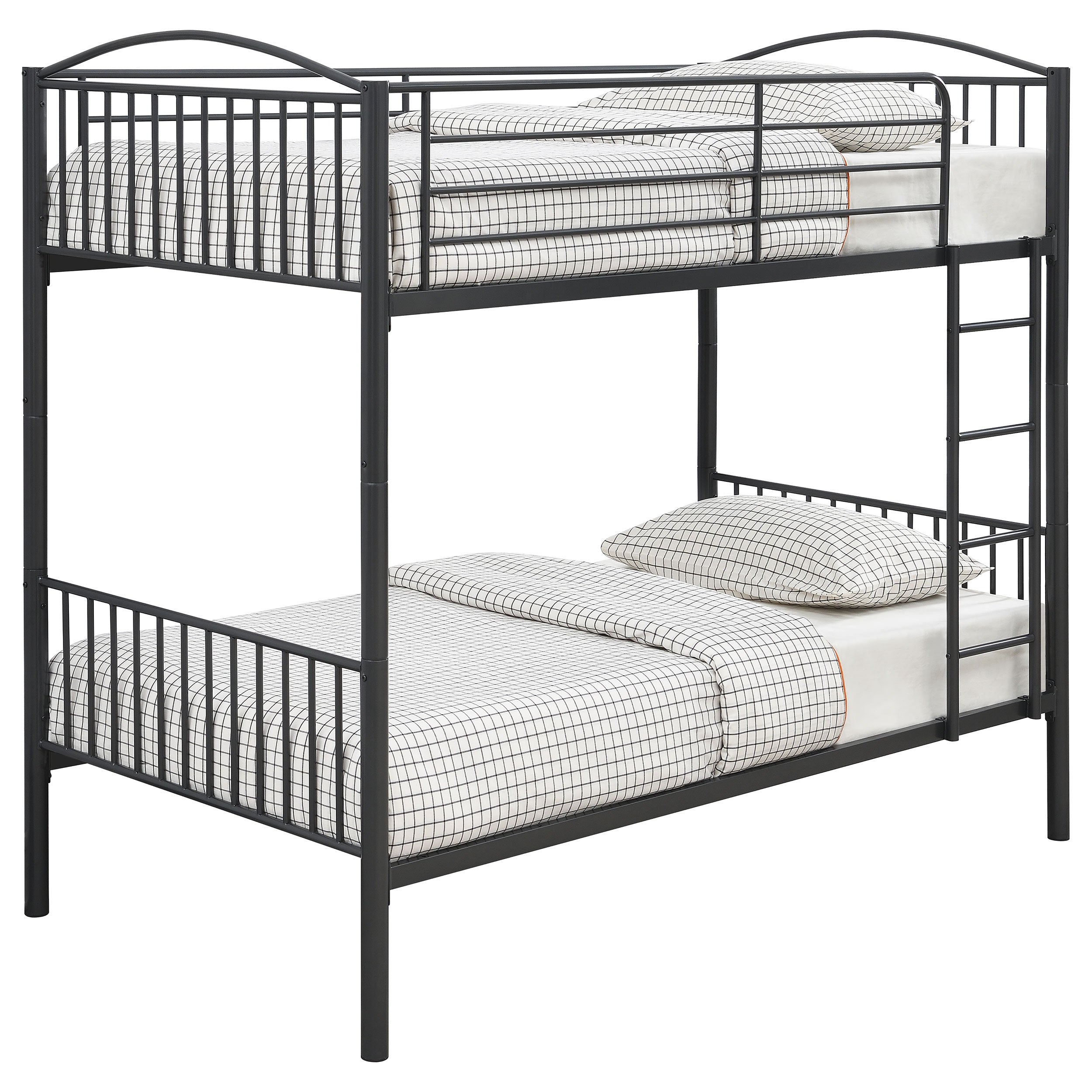 Anson Twin Over Twin Bunk Bed with Ladder Twin / Twin Bunk Bed Grey