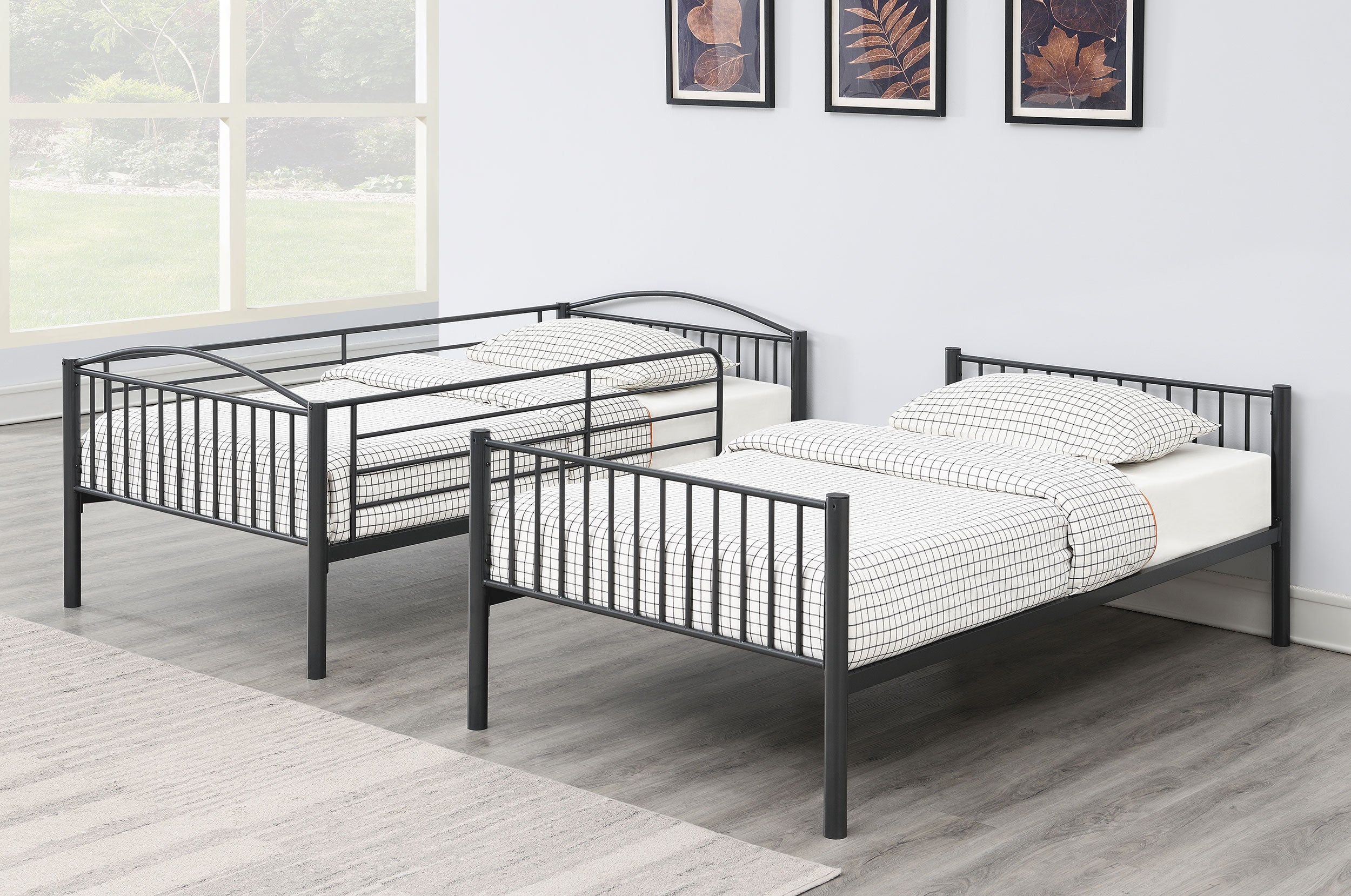 Anson Twin Over Twin Bunk Bed with Ladder Twin / Twin Bunk Bed Grey