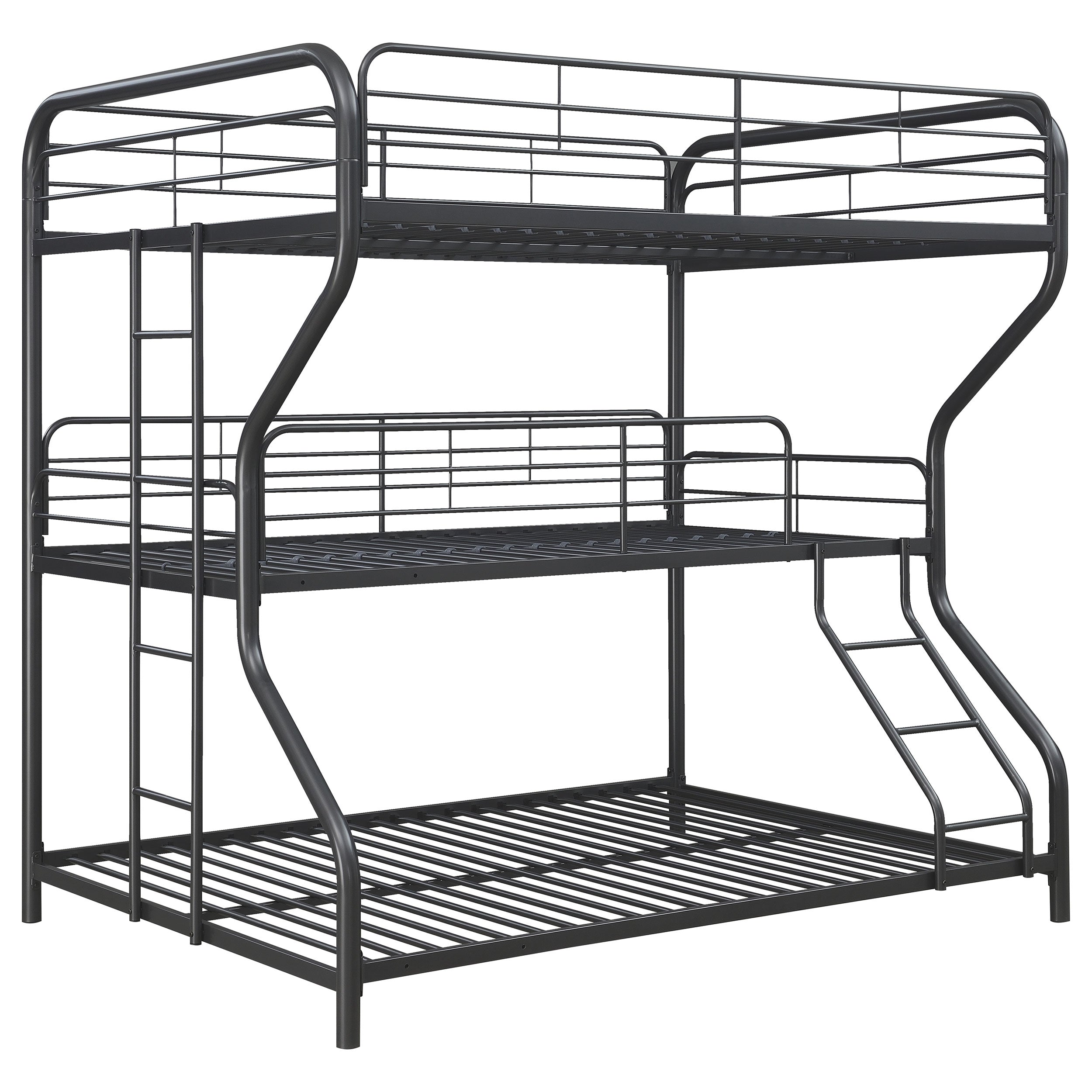 Garner Triple Full Over Twin Over Full Bunk Bed with Ladder Gunmetal