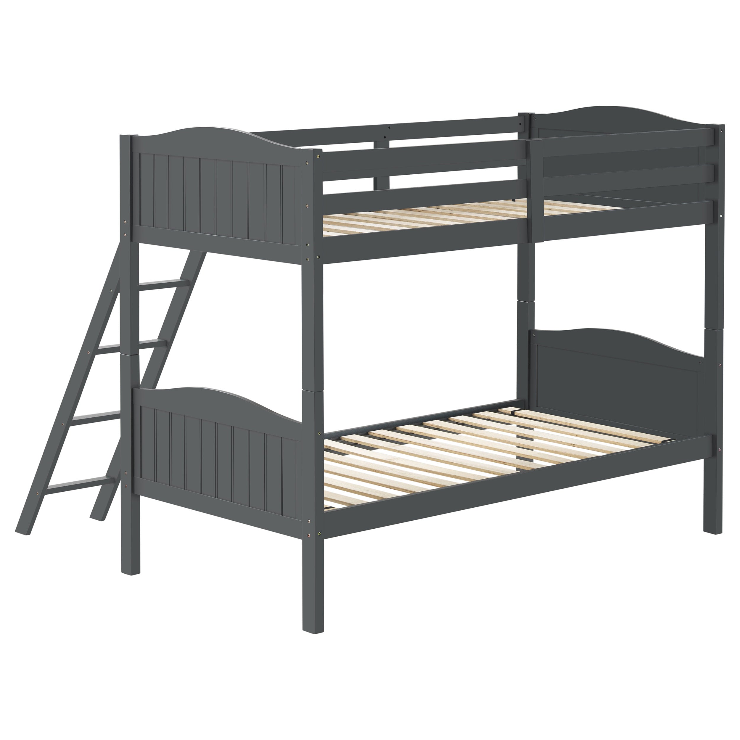 Arlo Twin Over Twin Bunk Bed with Ladder Grey