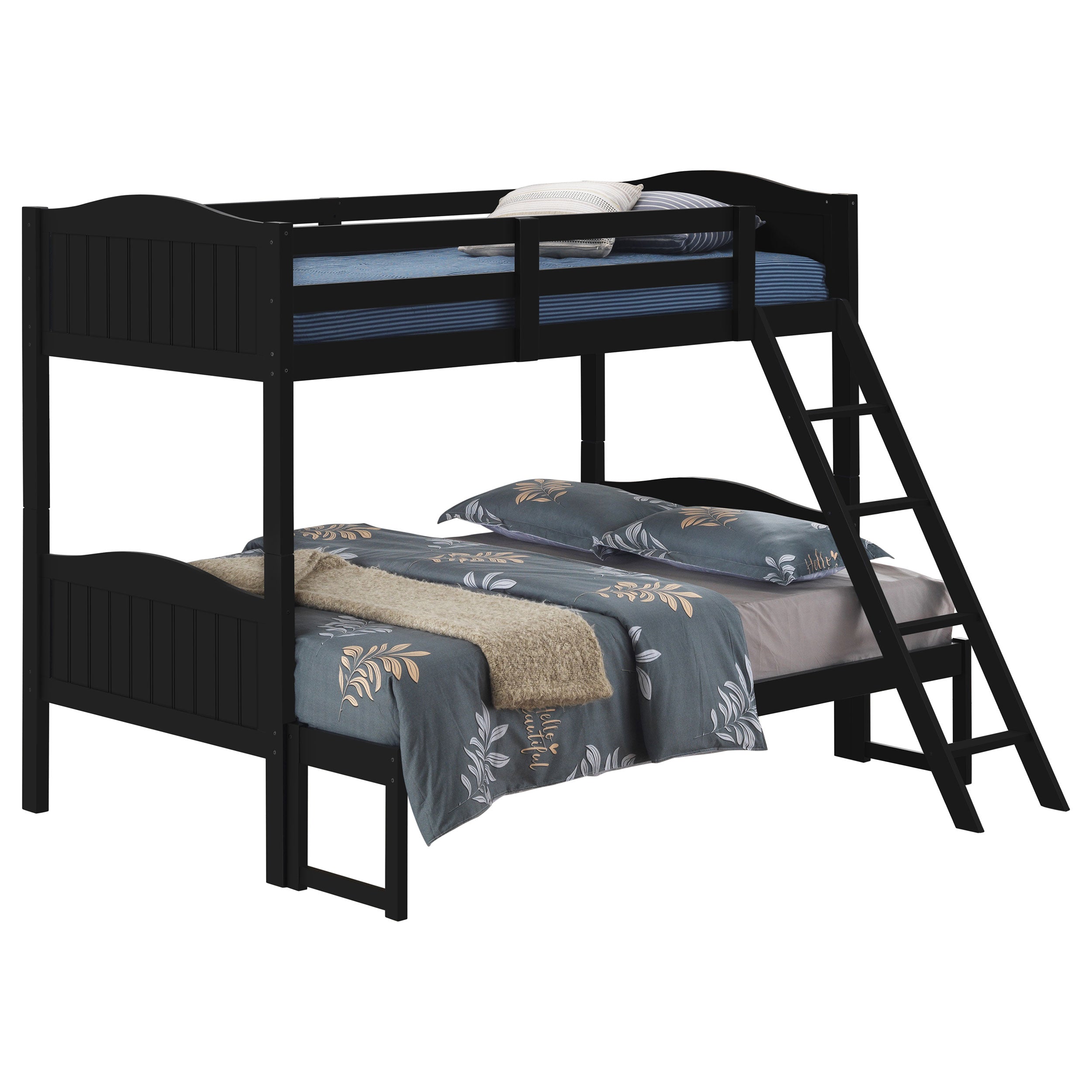 Arlo Twin Over Full Bunk Bed with Ladder Black